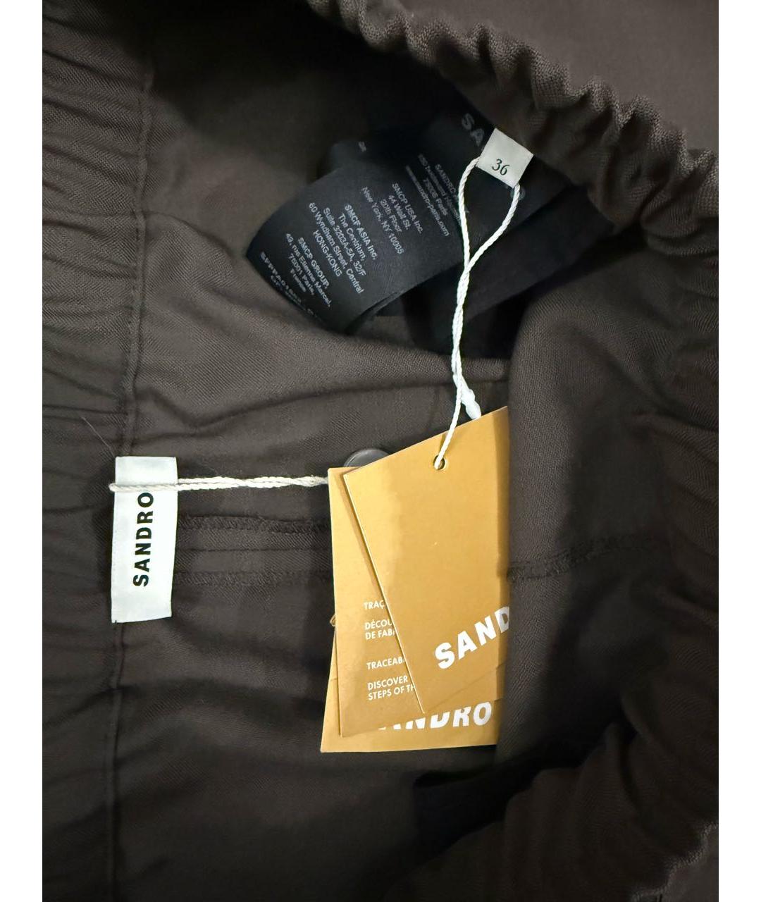 SANDRO Коричневые шерстяные брюки широкие, фото 4