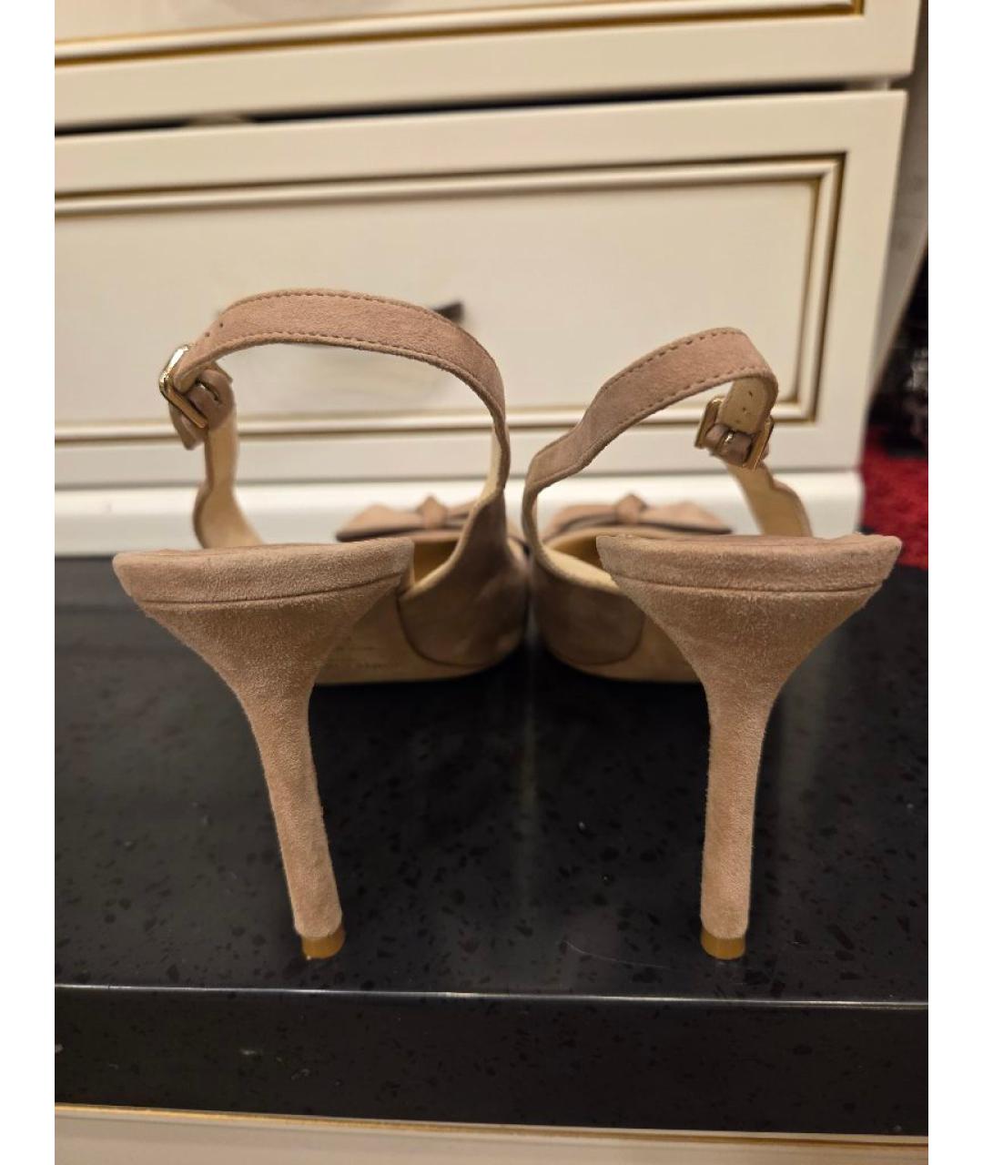 JIMMY CHOO Бежевые замшевые босоножки, фото 4