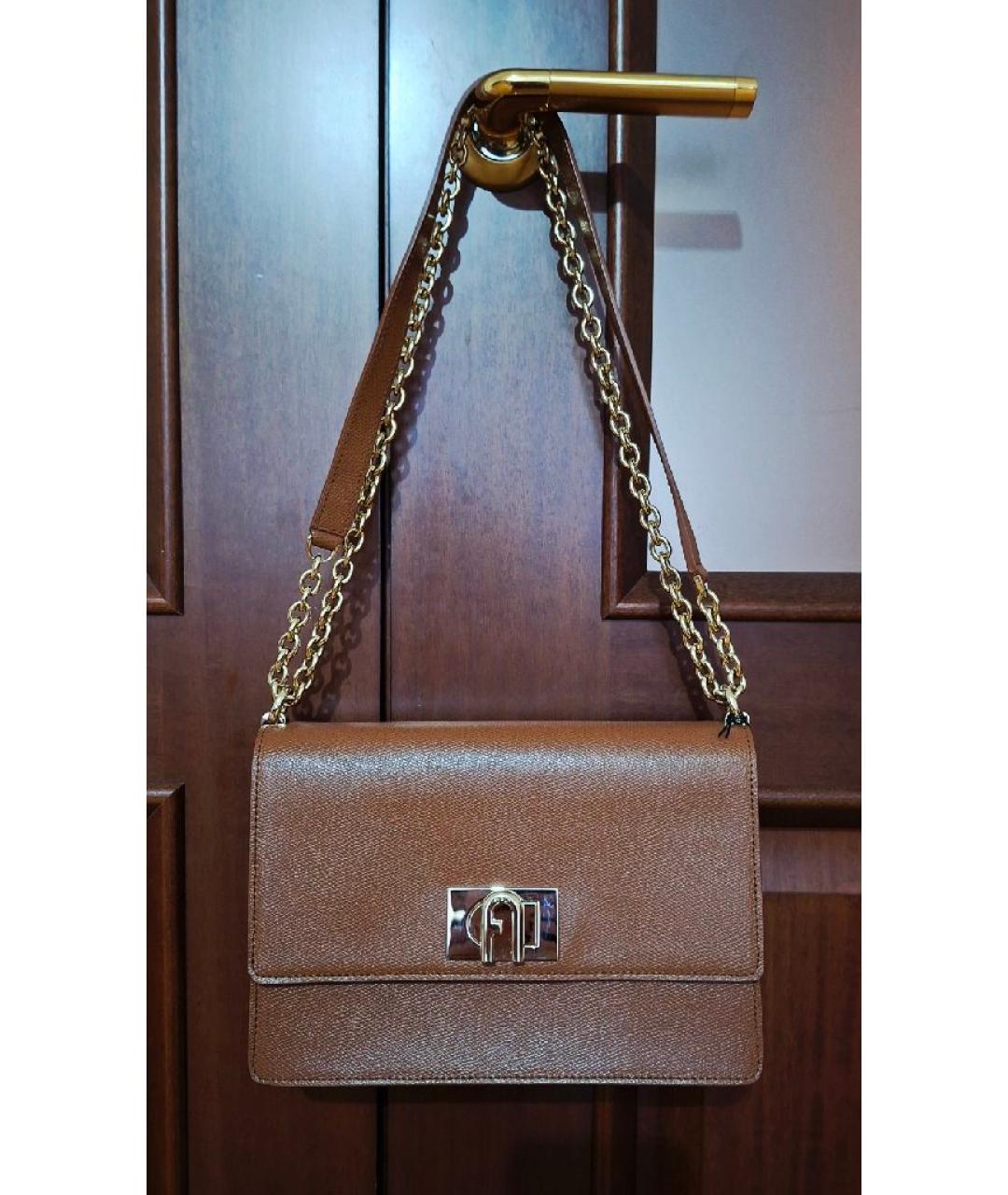 FURLA Коричневая кожаная сумка через плечо, фото 7