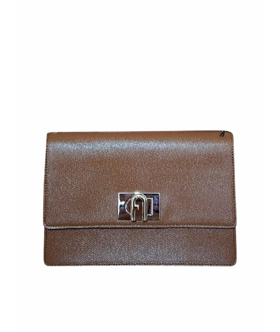 FURLA Коричневая кожаная сумка через плечо, фото 1