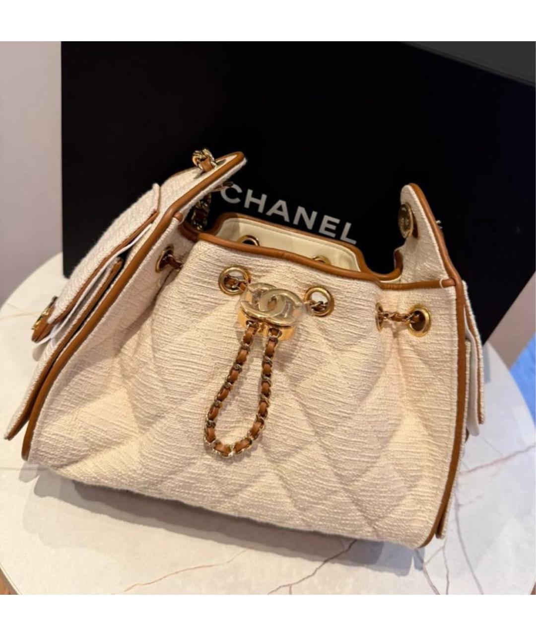 CHANEL Бежевая тканевая сумка тоут, фото 2