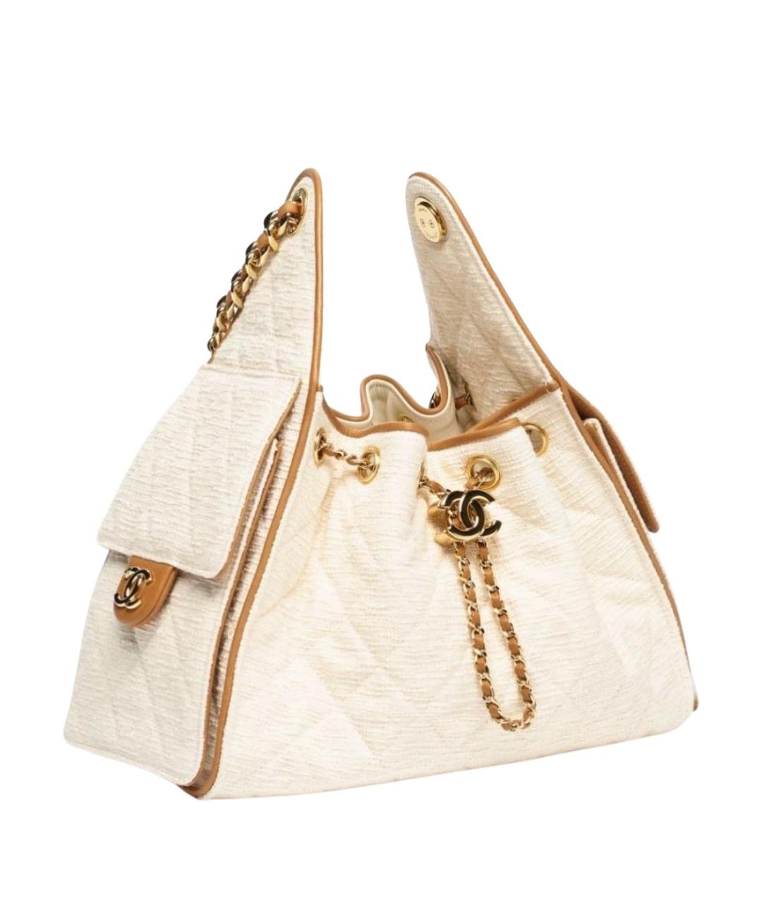 CHANEL Бежевая тканевая сумка тоут, фото 1