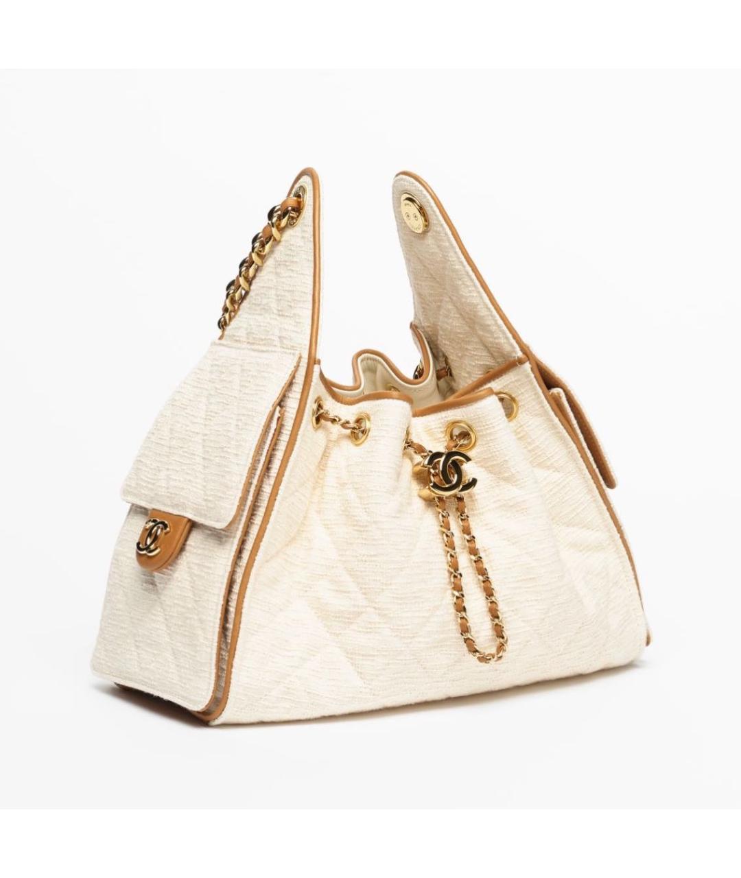 CHANEL Бежевая тканевая сумка тоут, фото 4