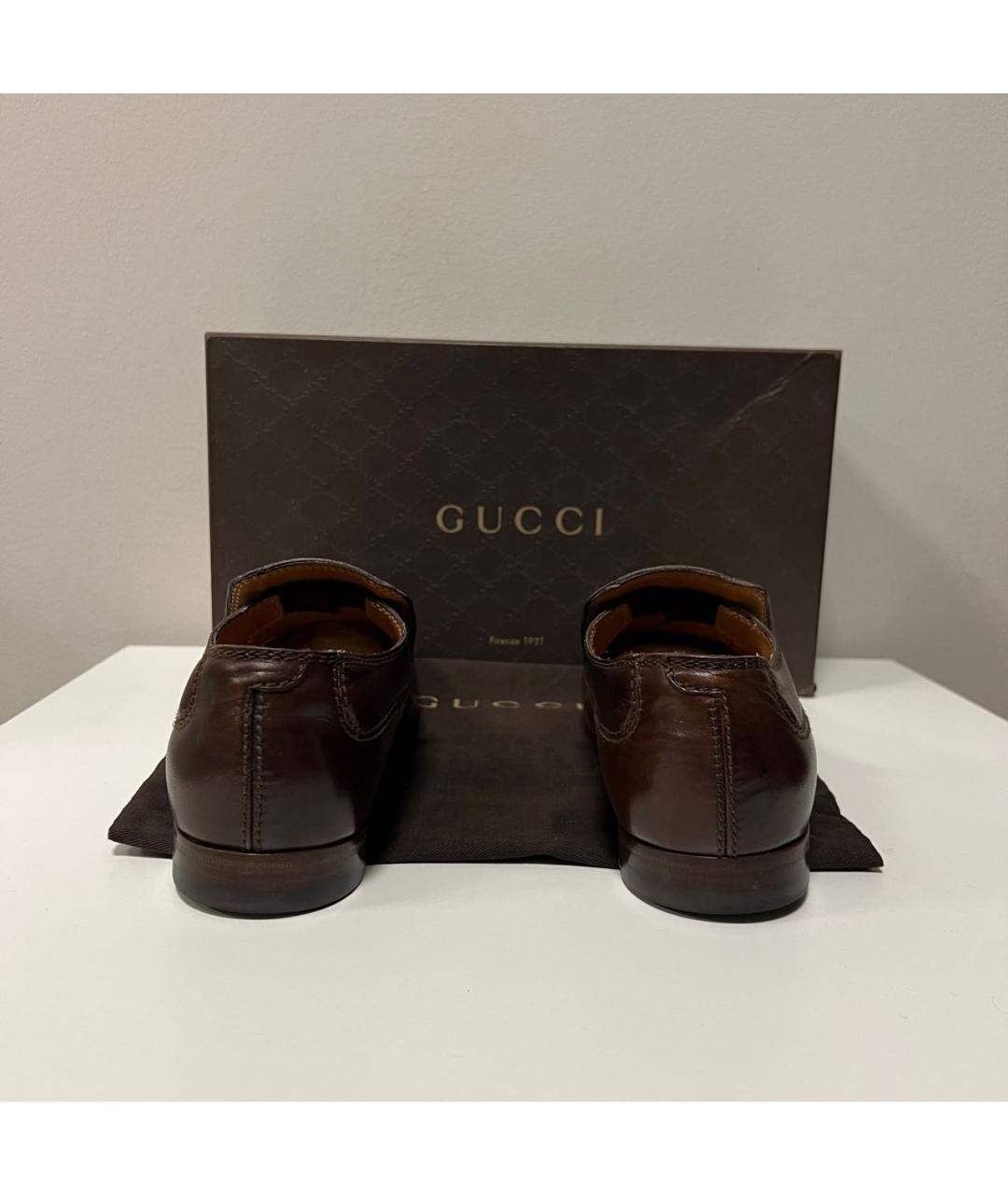 GUCCI Коричневые кожаные туфли, фото 4