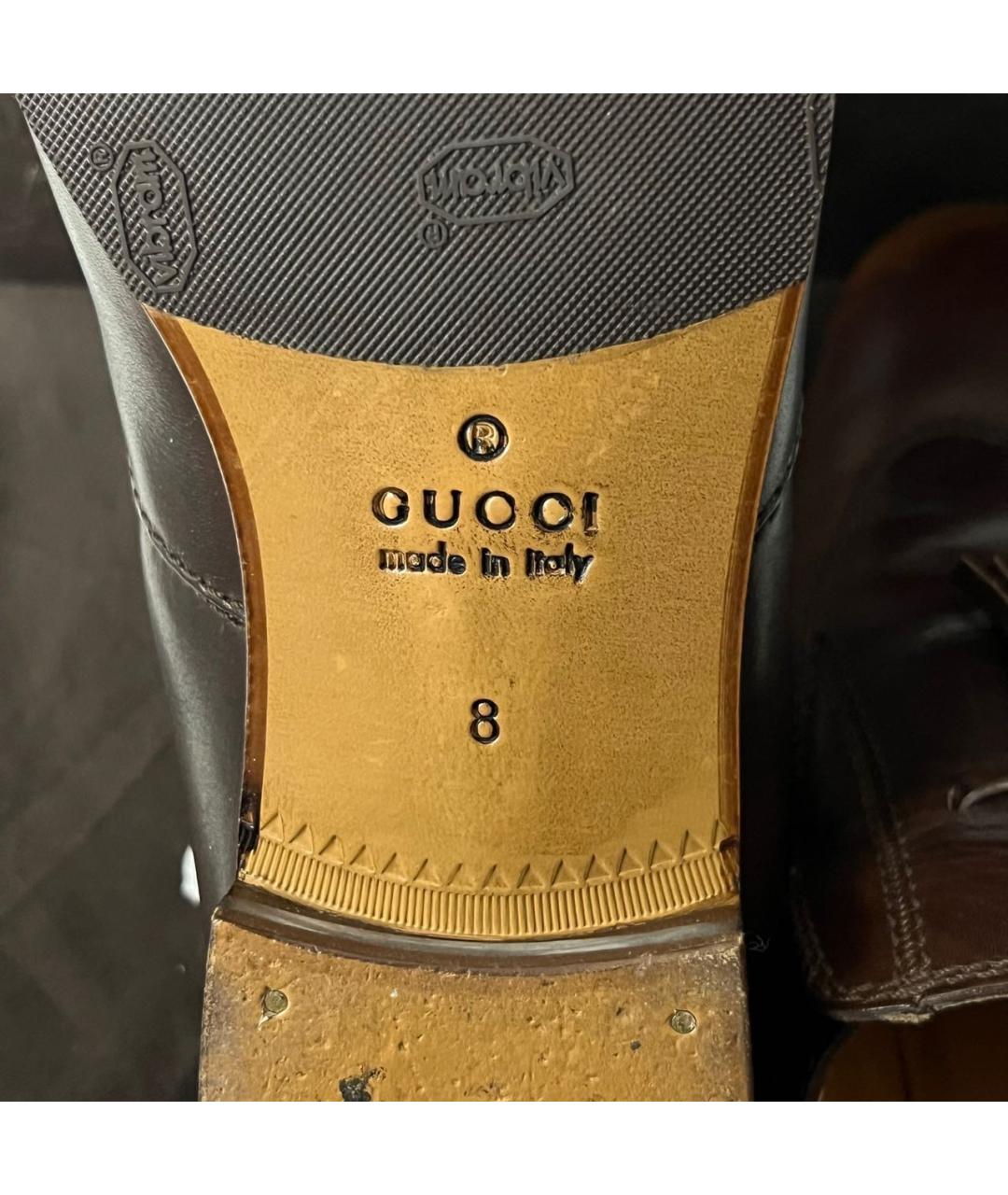 GUCCI Коричневые кожаные туфли, фото 5