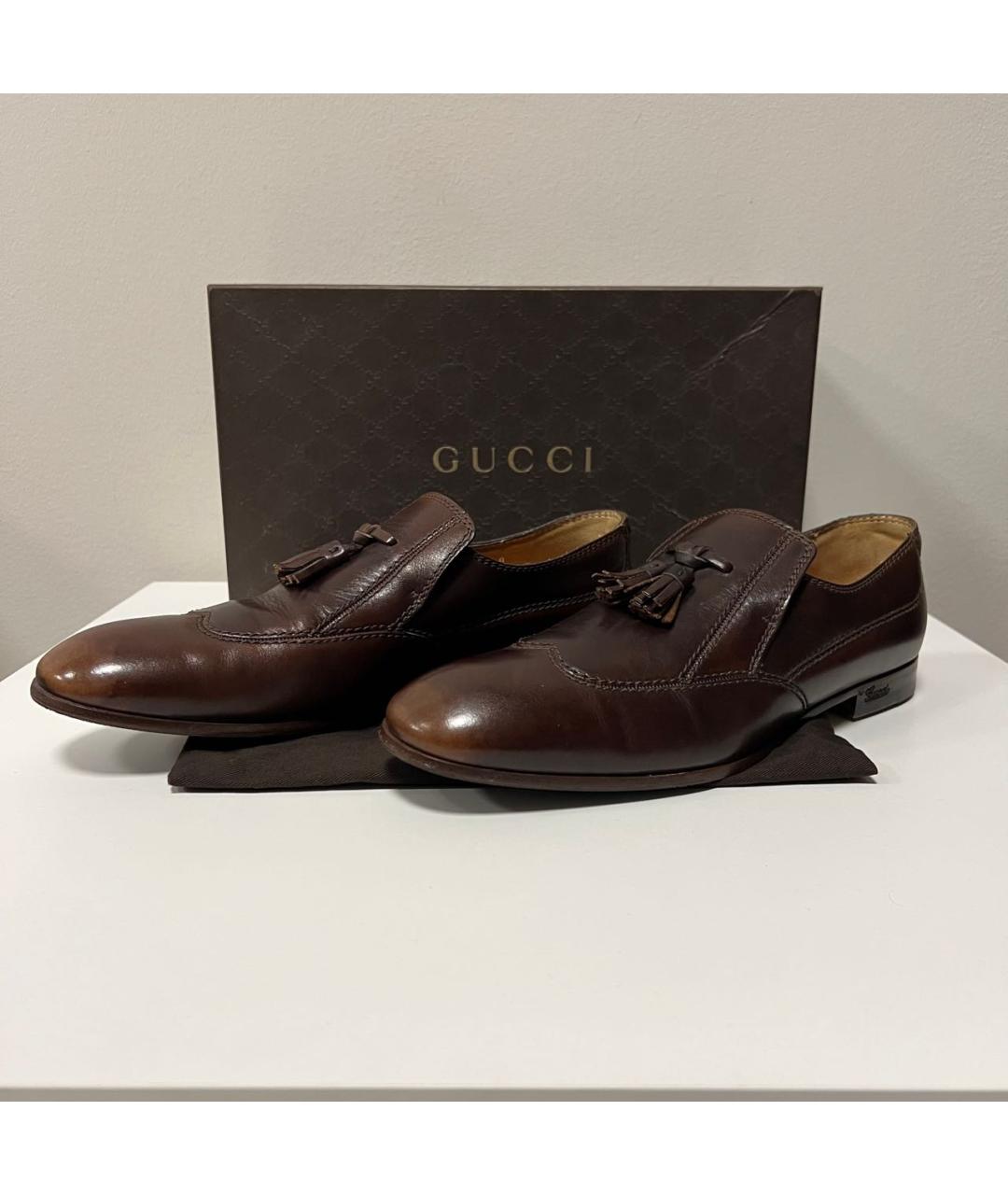 GUCCI Коричневые кожаные туфли, фото 6