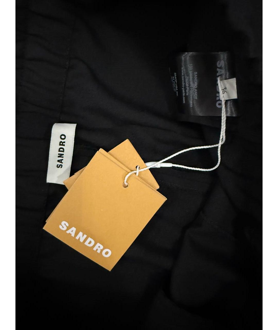 SANDRO Черные шерстяные брюки широкие, фото 4