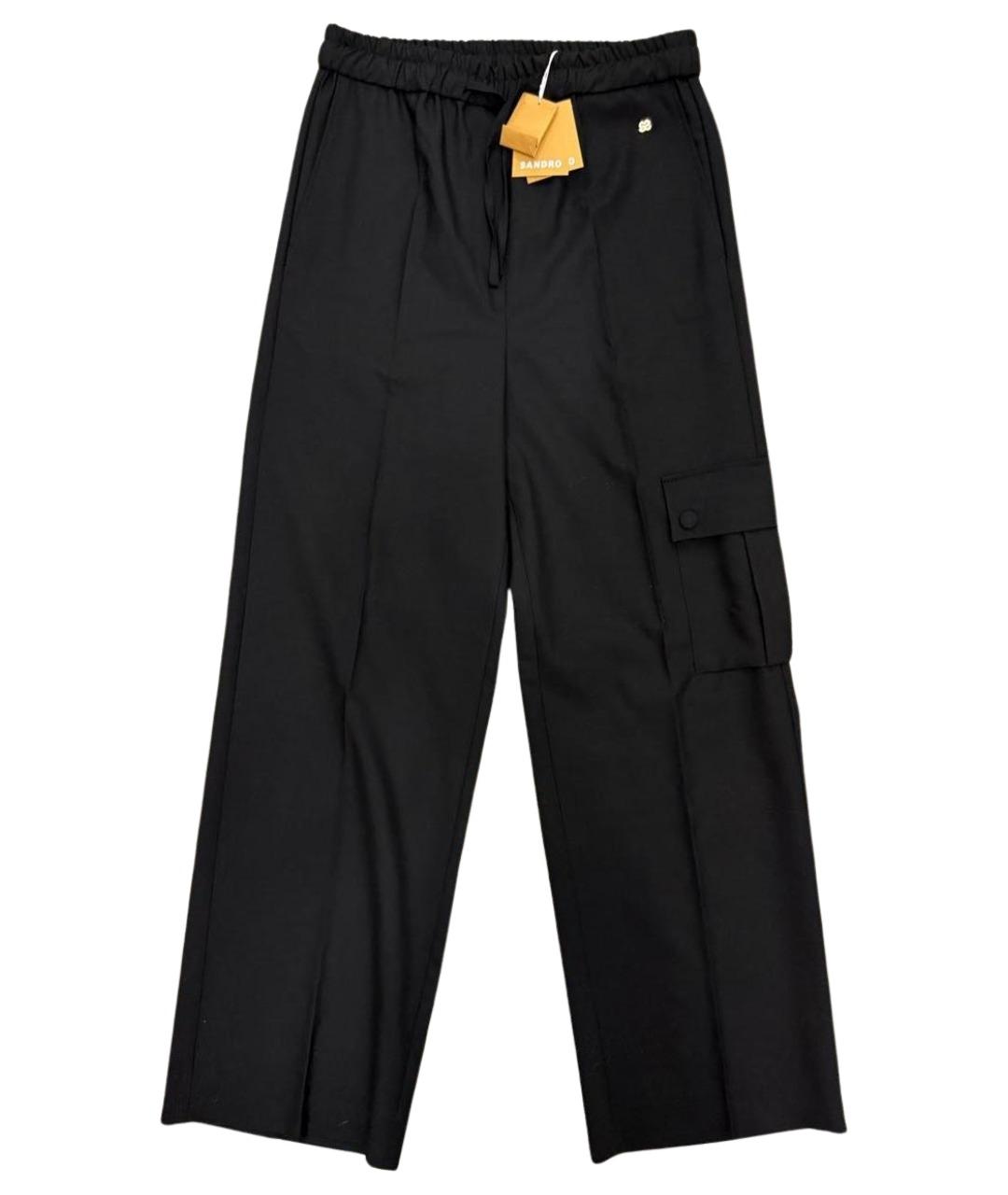 SANDRO Черные шерстяные брюки широкие, фото 1