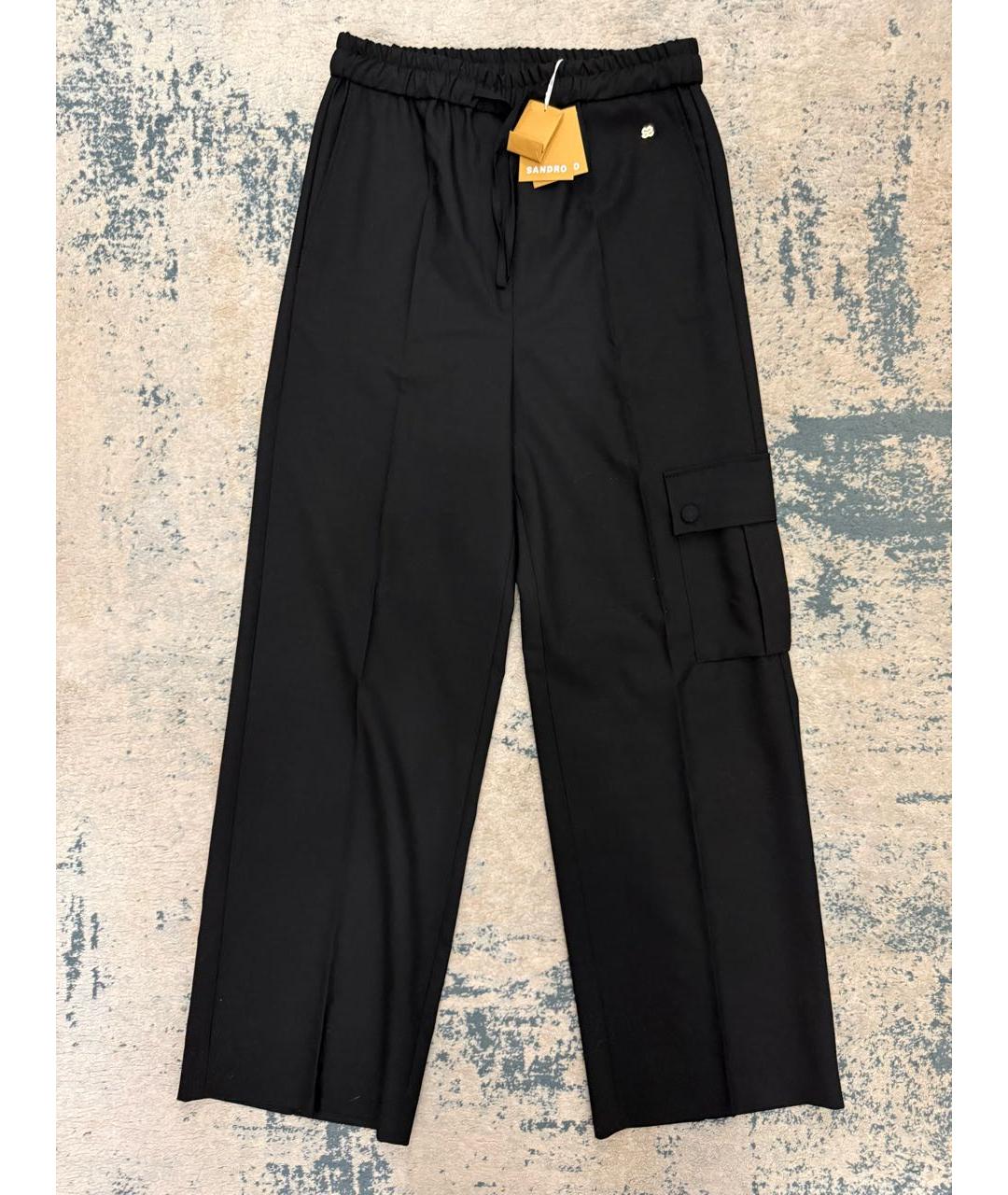 SANDRO Черные шерстяные брюки широкие, фото 8