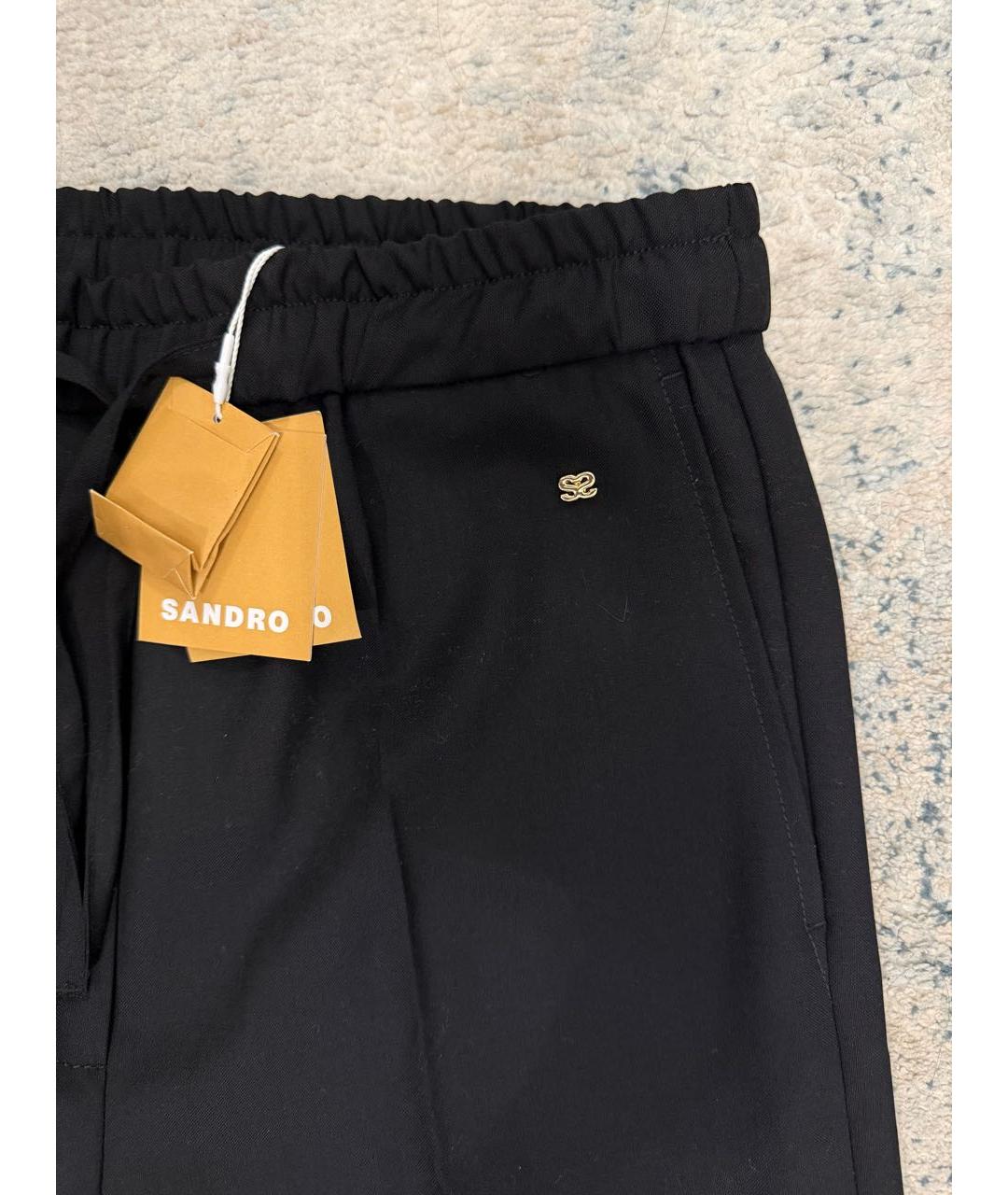 SANDRO Черные шерстяные брюки широкие, фото 3