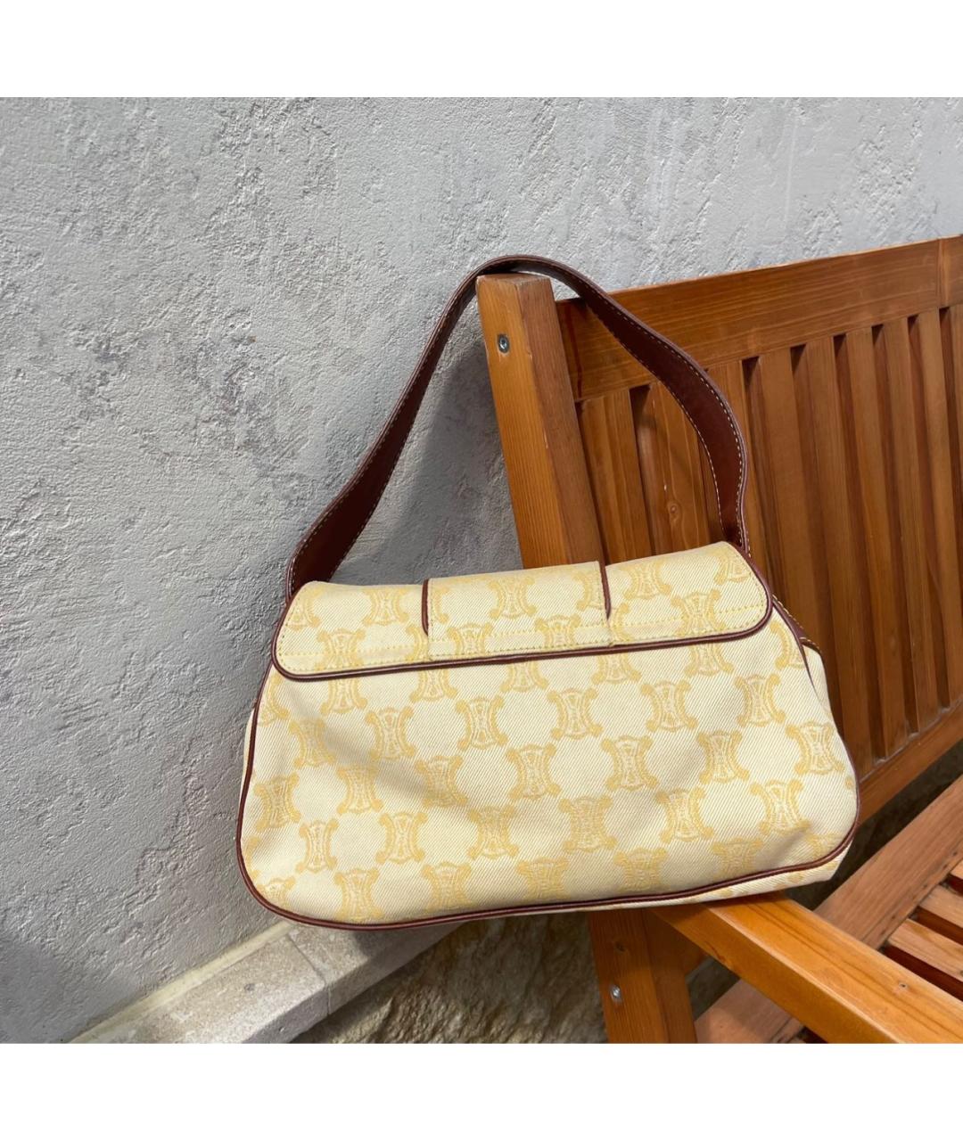 CELINE Желтая деним сумка с короткими ручками, фото 3