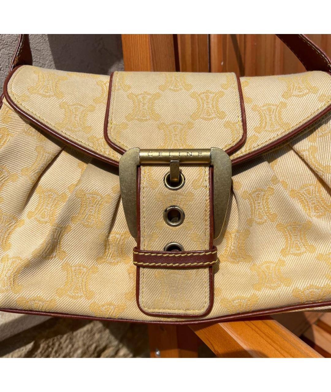 CELINE Желтая деним сумка с короткими ручками, фото 7