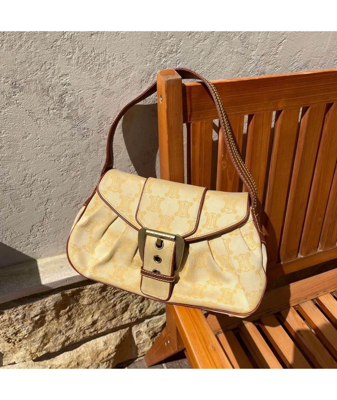 CELINE Желтая деним сумка с короткими ручками, фото 2