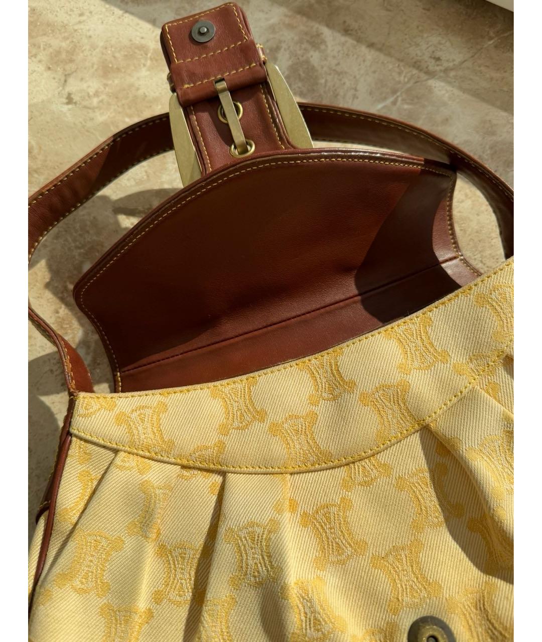 CELINE Желтая деним сумка с короткими ручками, фото 5