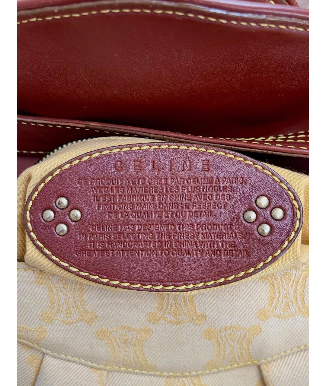 CELINE Желтая деним сумка с короткими ручками, фото 8