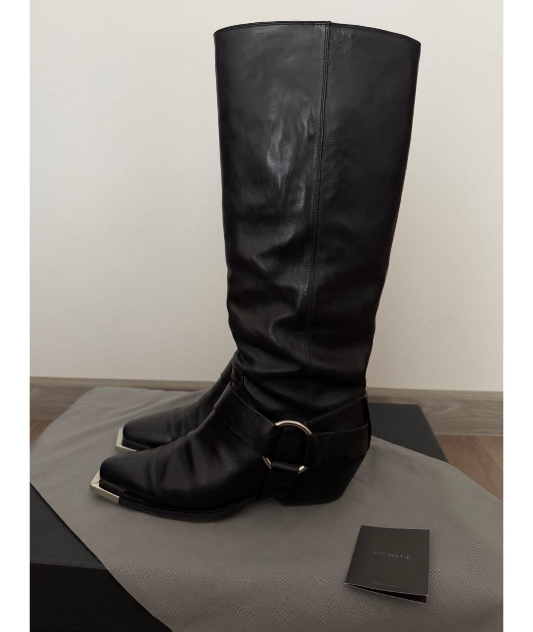 VIC MATIE Черные кожаные сапоги, фото 6