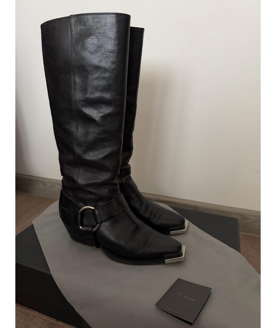 VIC MATIE Черные кожаные сапоги, фото 5