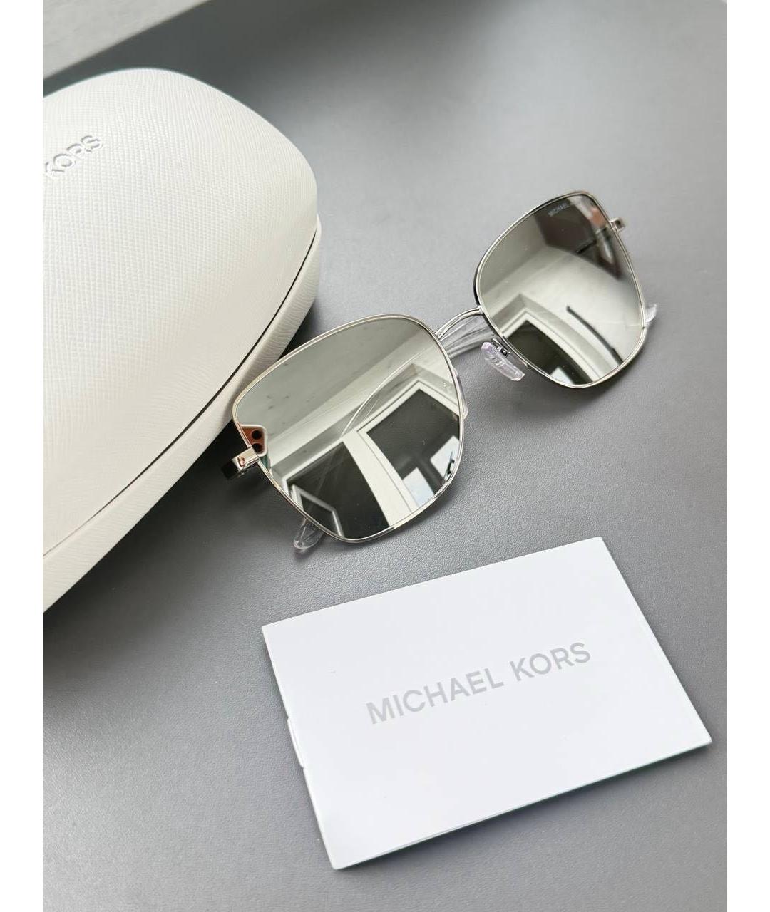 MICHAEL KORS Серебряные металлические солнцезащитные очки, фото 4