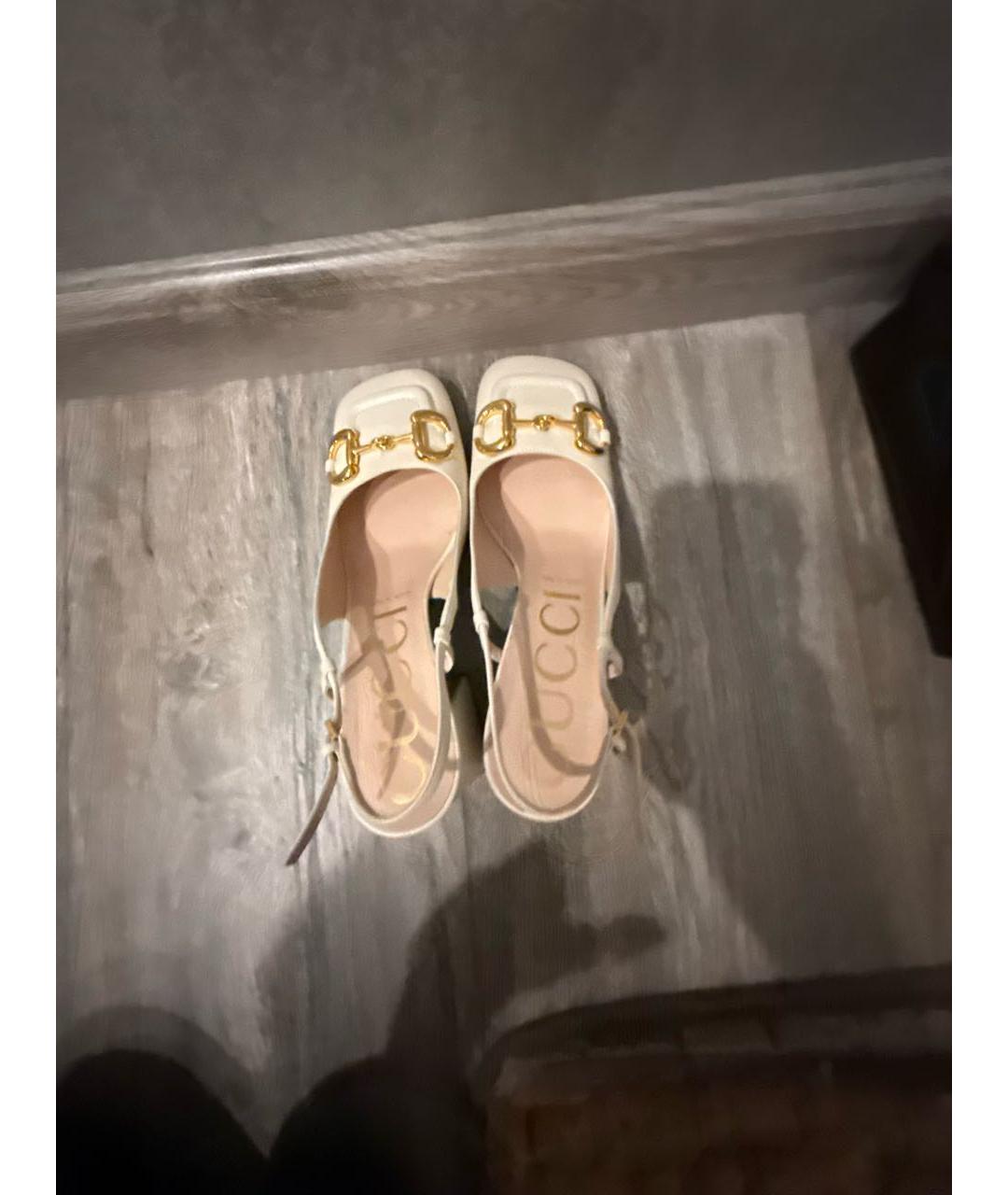 GUCCI Белые кожаные туфли, фото 3