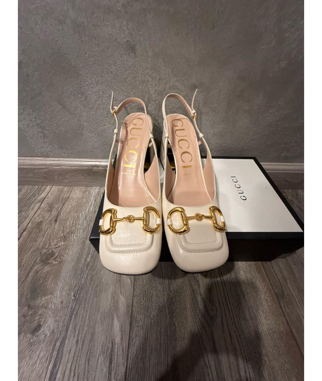 GUCCI Белые кожаные туфли, фото 2