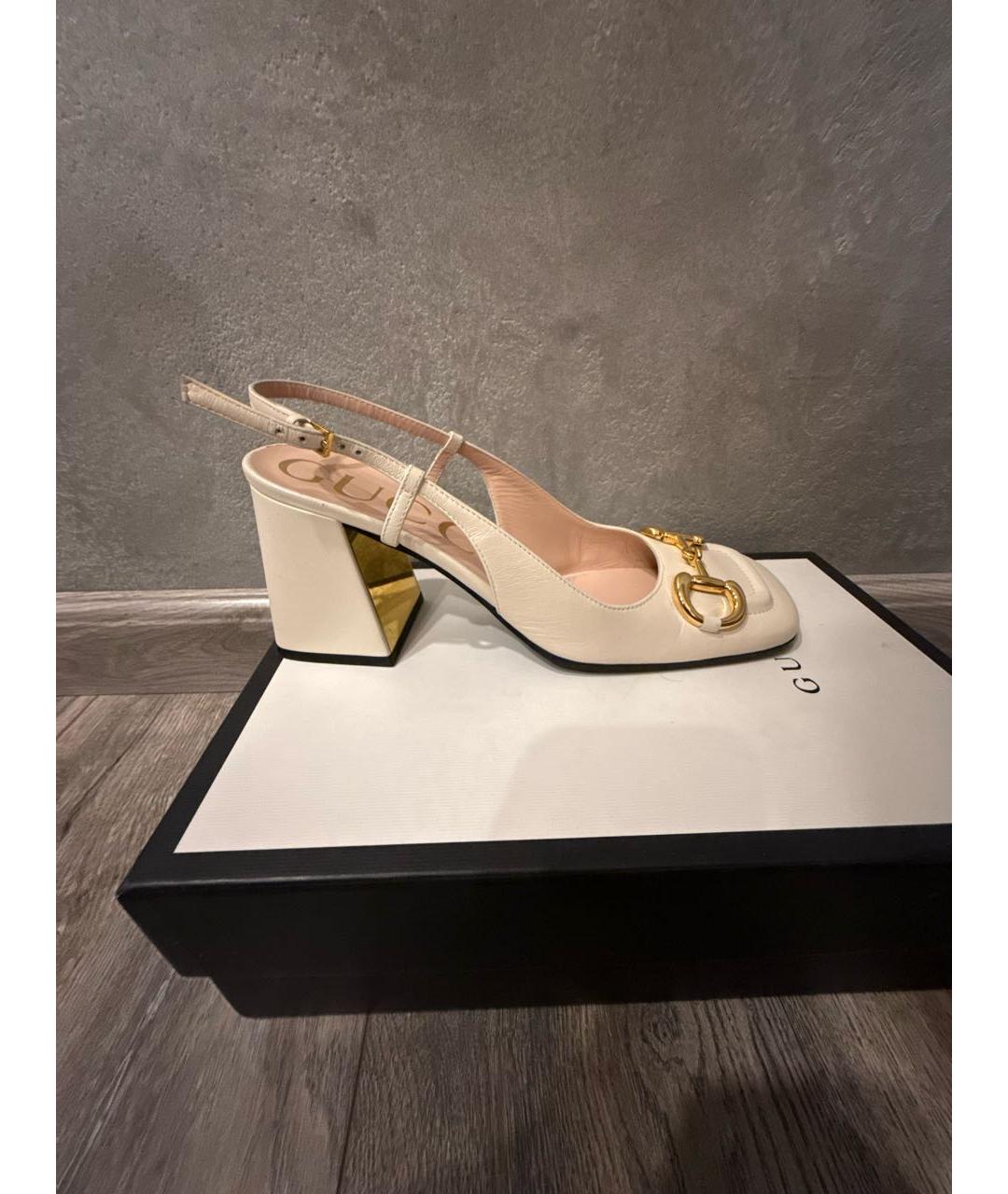 GUCCI Белые кожаные туфли, фото 5