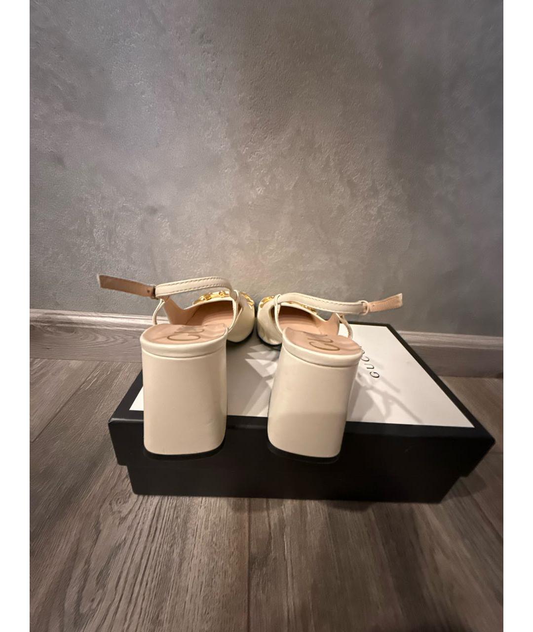 GUCCI Белые кожаные туфли, фото 4