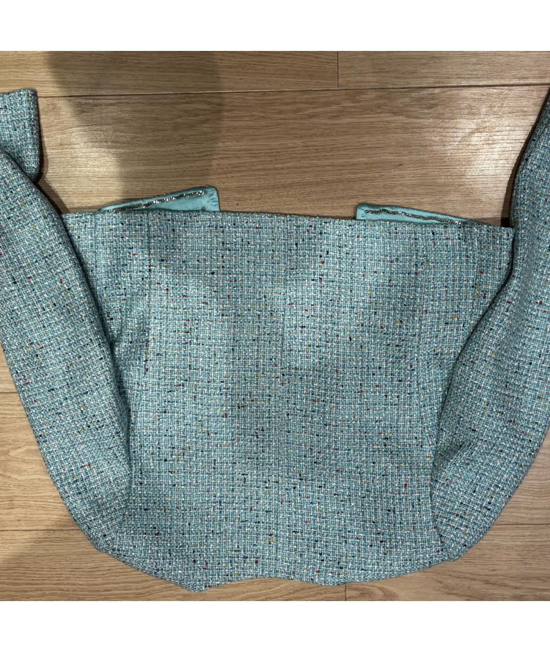 CHANEL Бирюзовый твидовый жакет/пиджак, фото 3