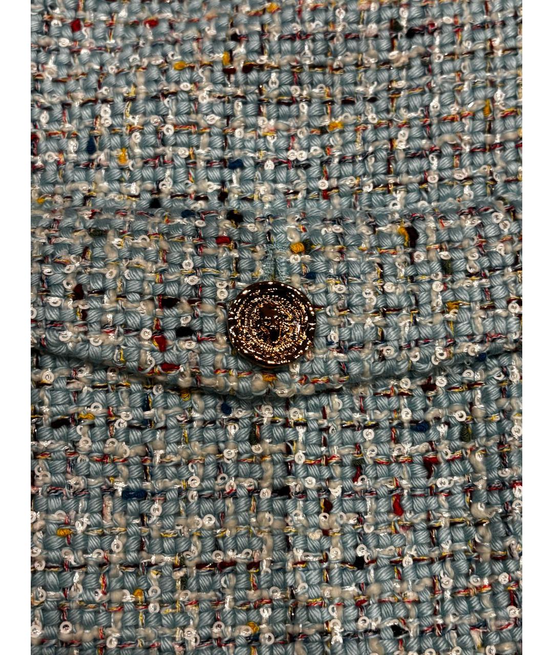 CHANEL Бирюзовый твидовый жакет/пиджак, фото 5