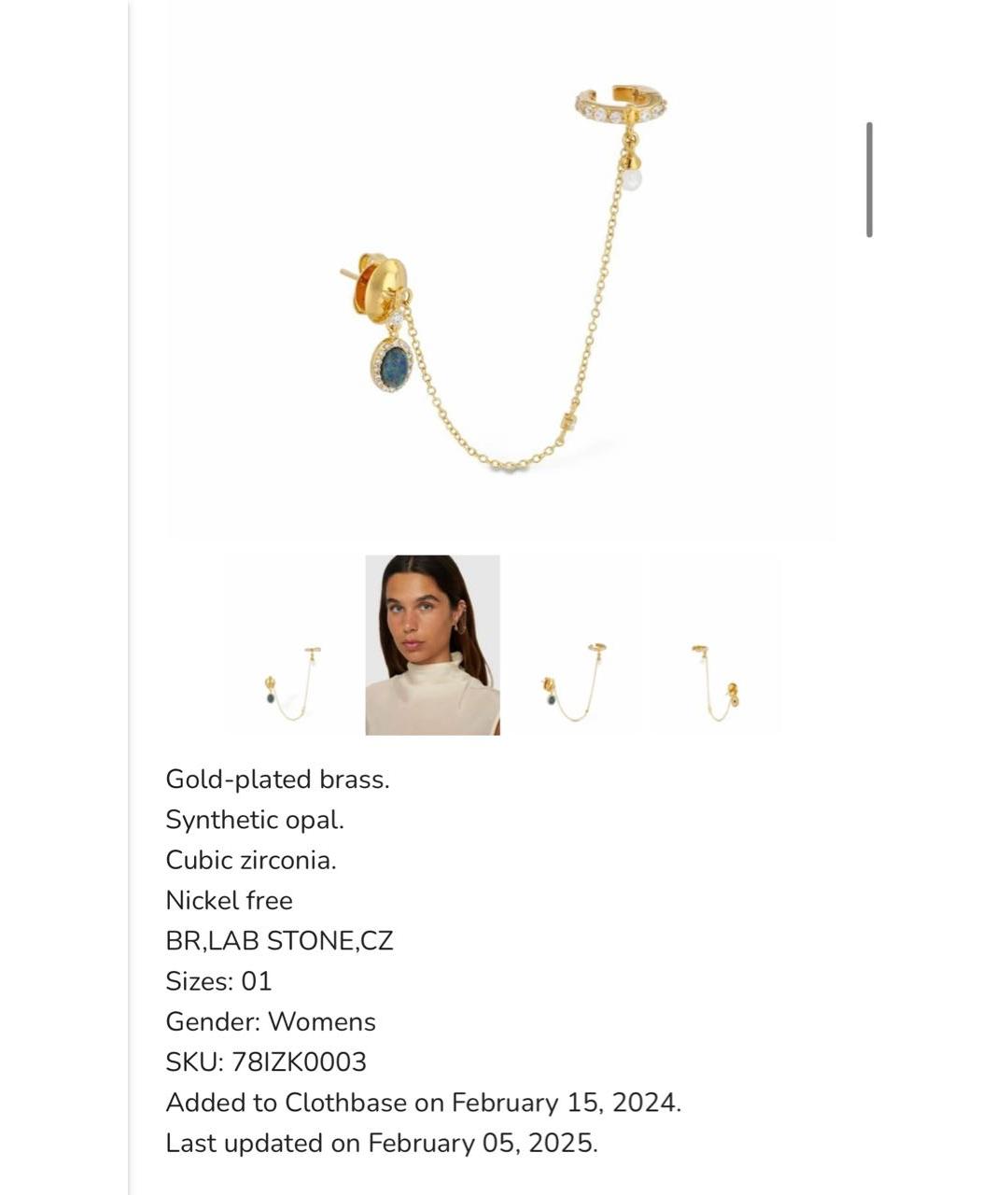 ZIMMERMANN Золотые позолоченные серьги, фото 2