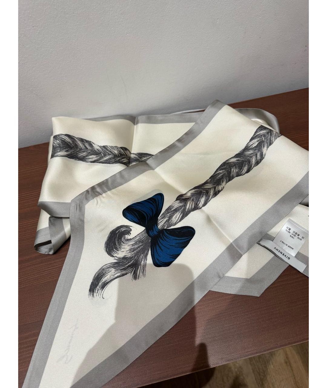 GIVENCHY Бежевый шелковый платок, фото 7