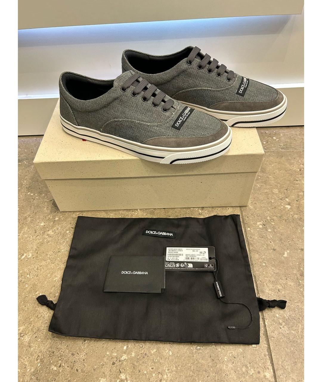 DOLCE&GABBANA Серые низкие кроссовки / кеды, фото 5