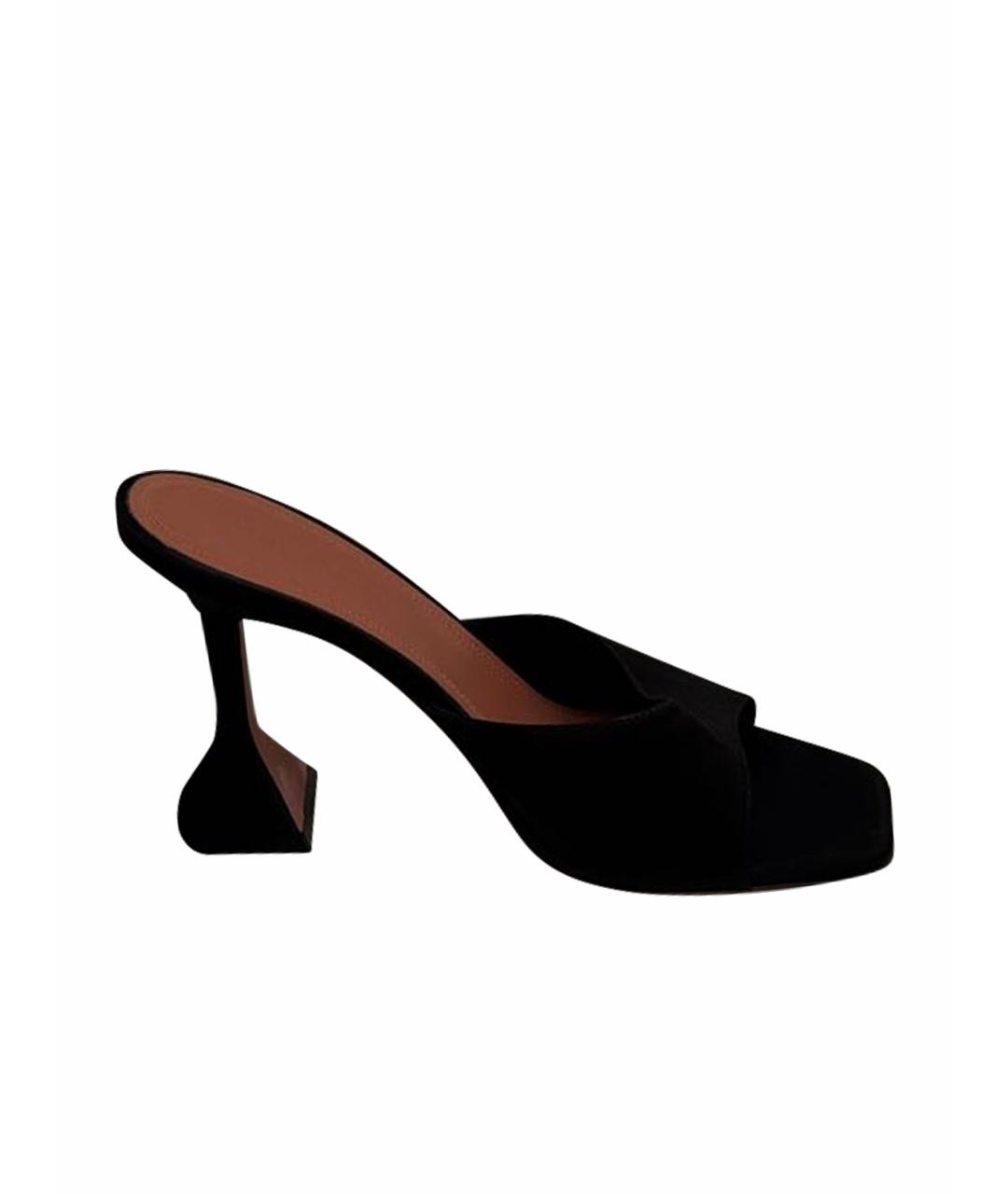 Amina Muaddi Черные замшевые мюли, фото 1