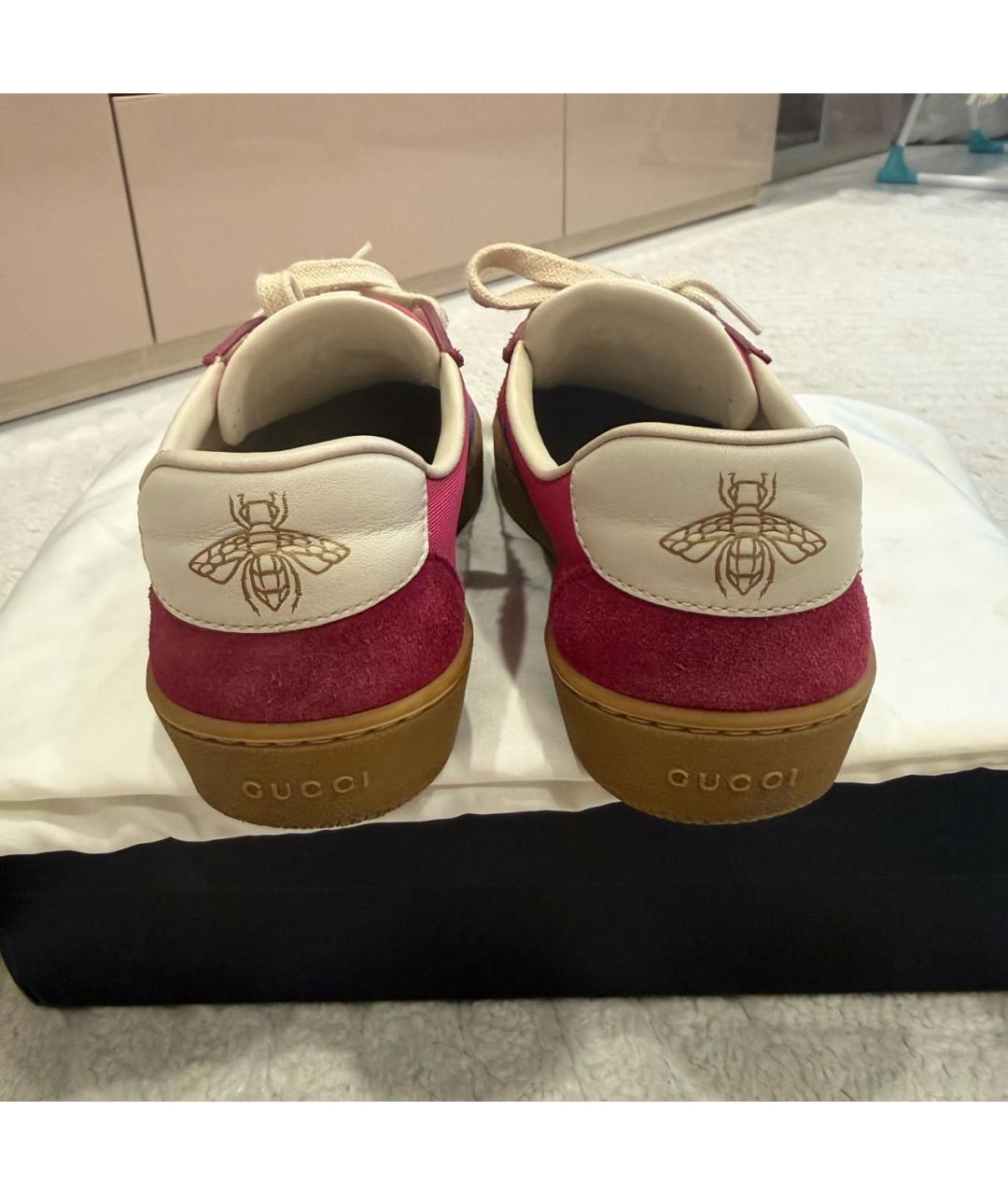 GUCCI Розовые замшевые кеды, фото 4