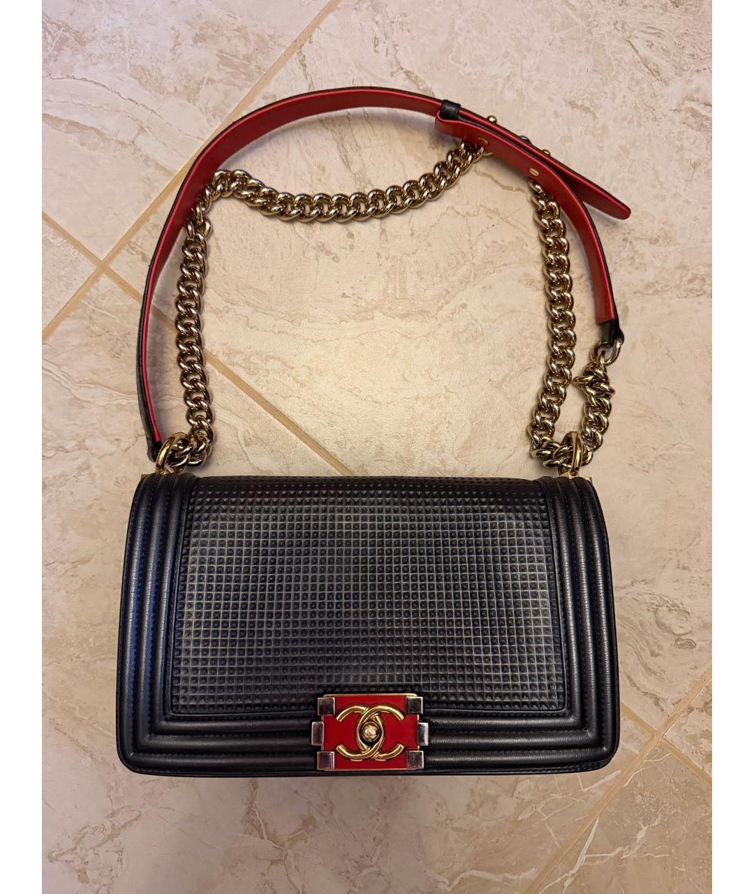CHANEL Черная кожаная сумка через плечо, фото 6