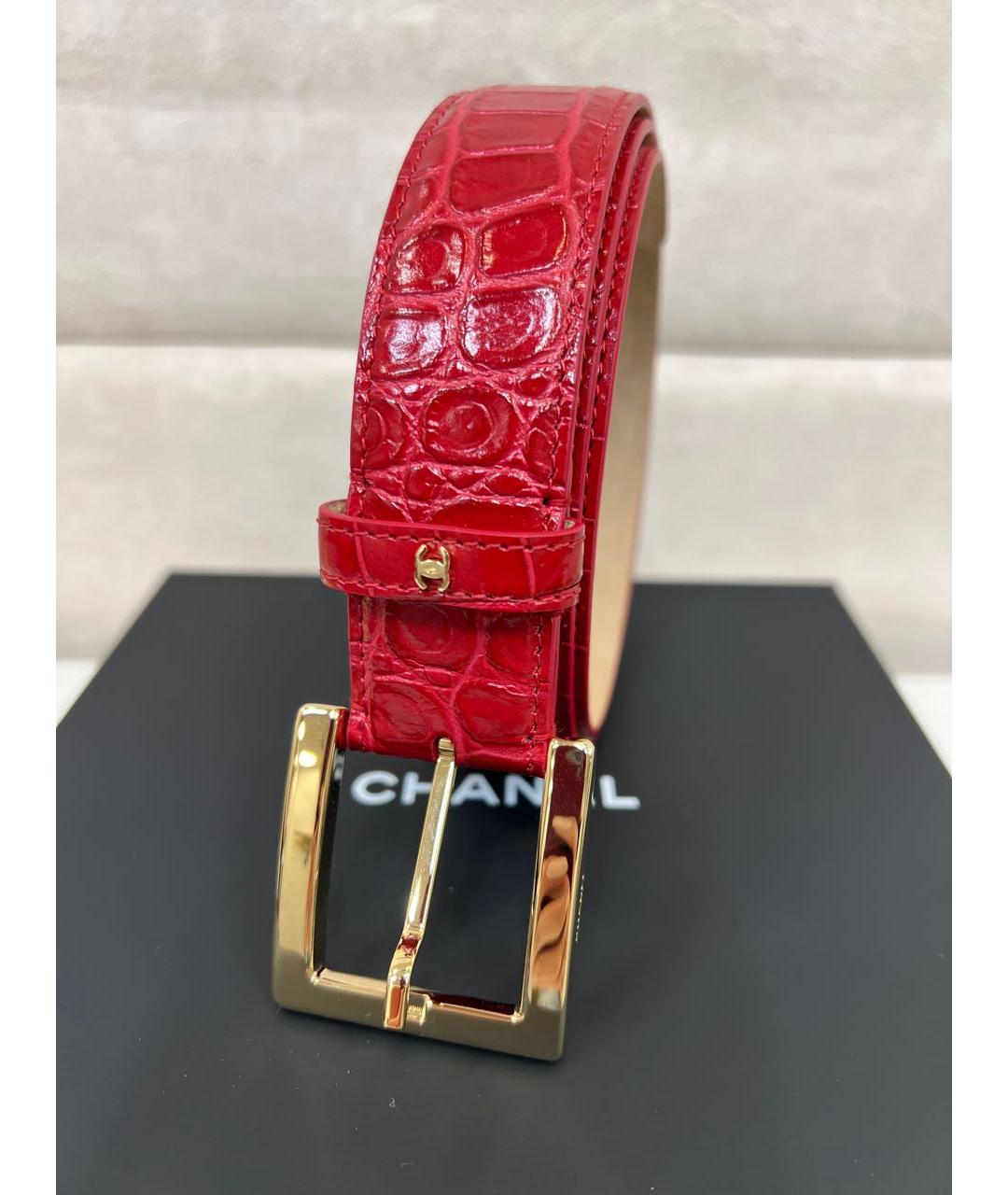 CHANEL Красный кожаный ремень, фото 4