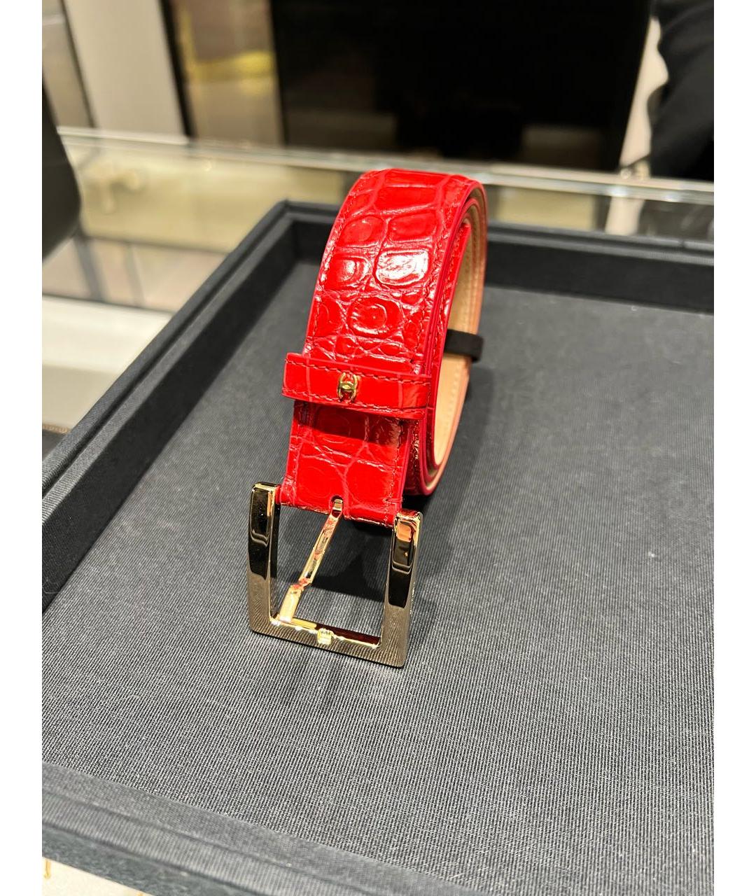CHANEL Красный кожаный ремень, фото 2
