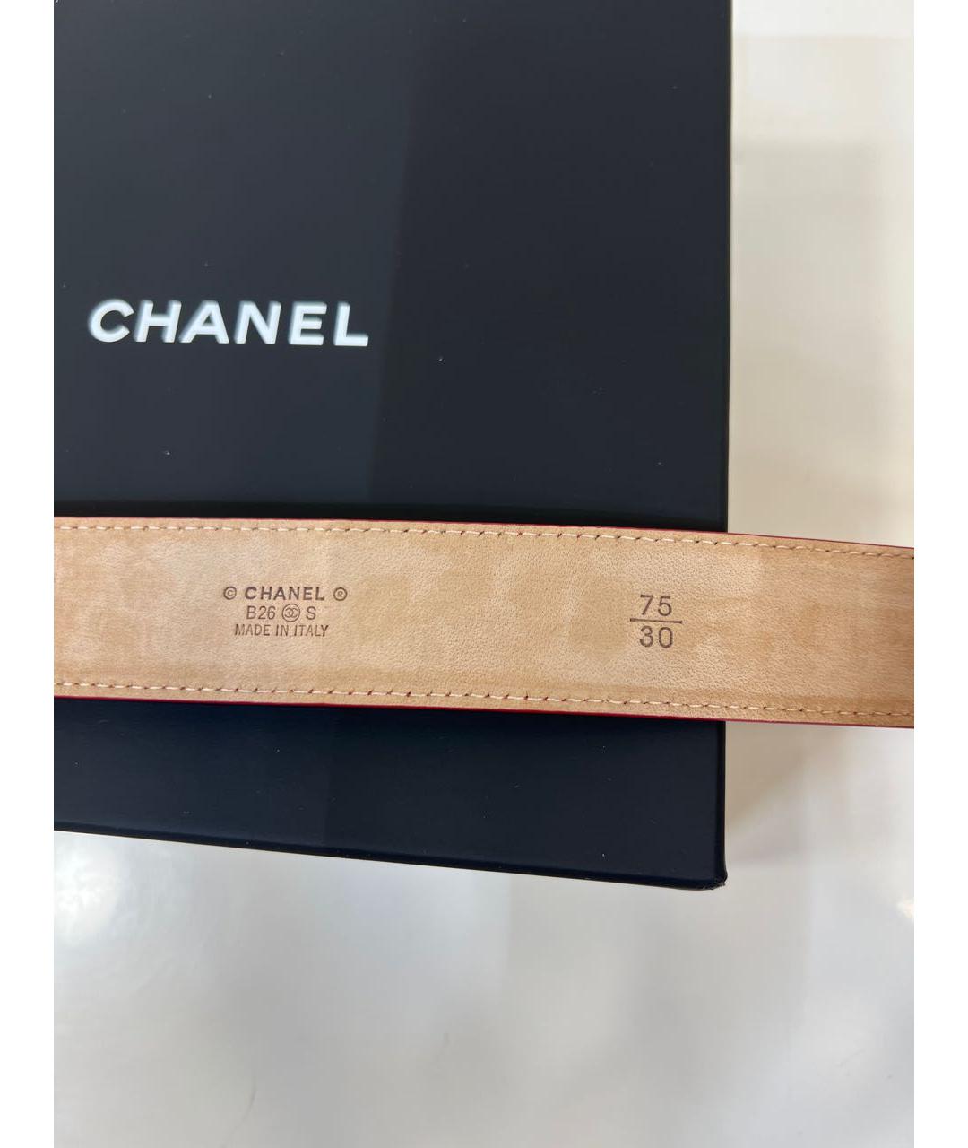 CHANEL Красный кожаный ремень, фото 3