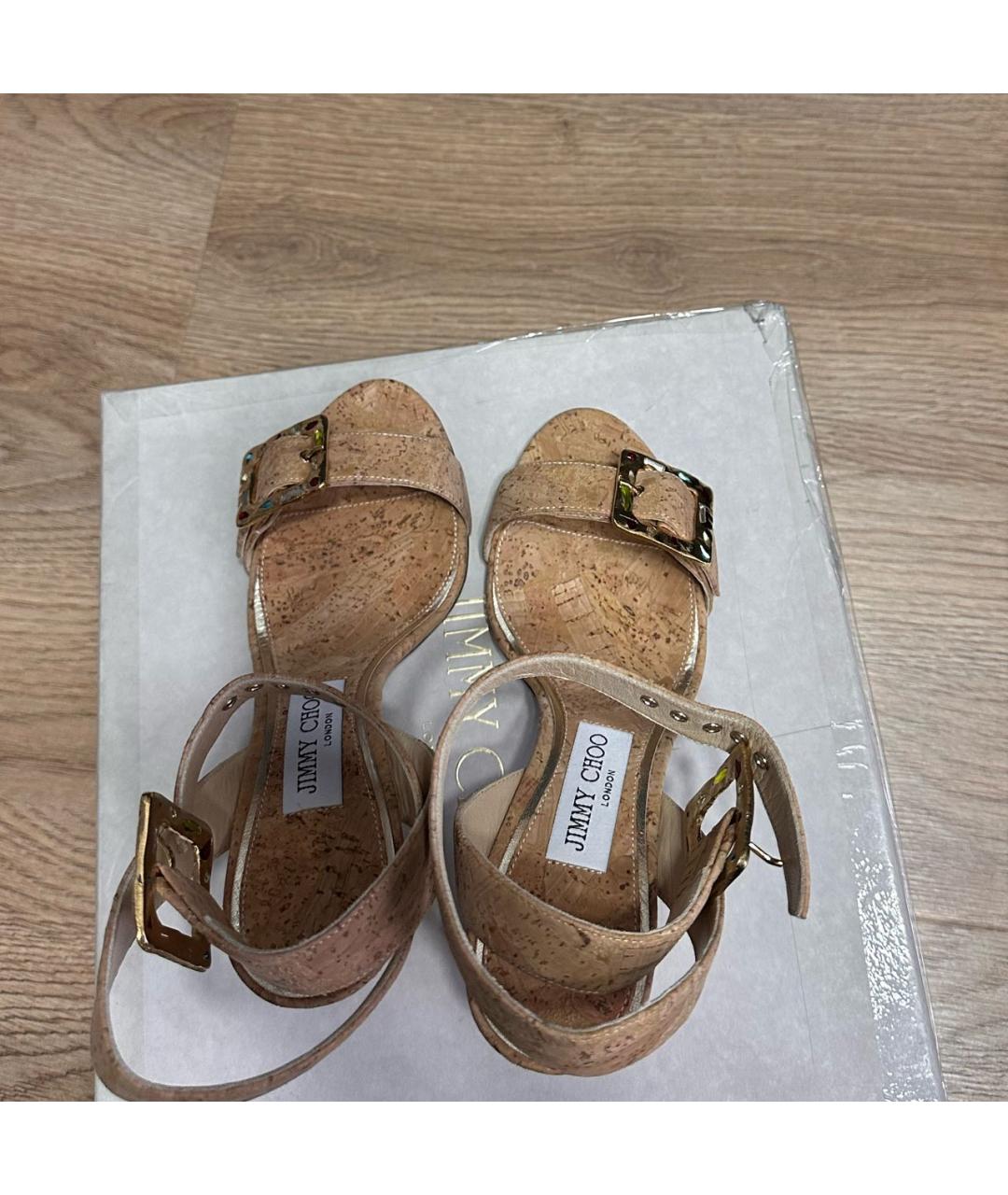 JIMMY CHOO Бежевые босоножки, фото 4