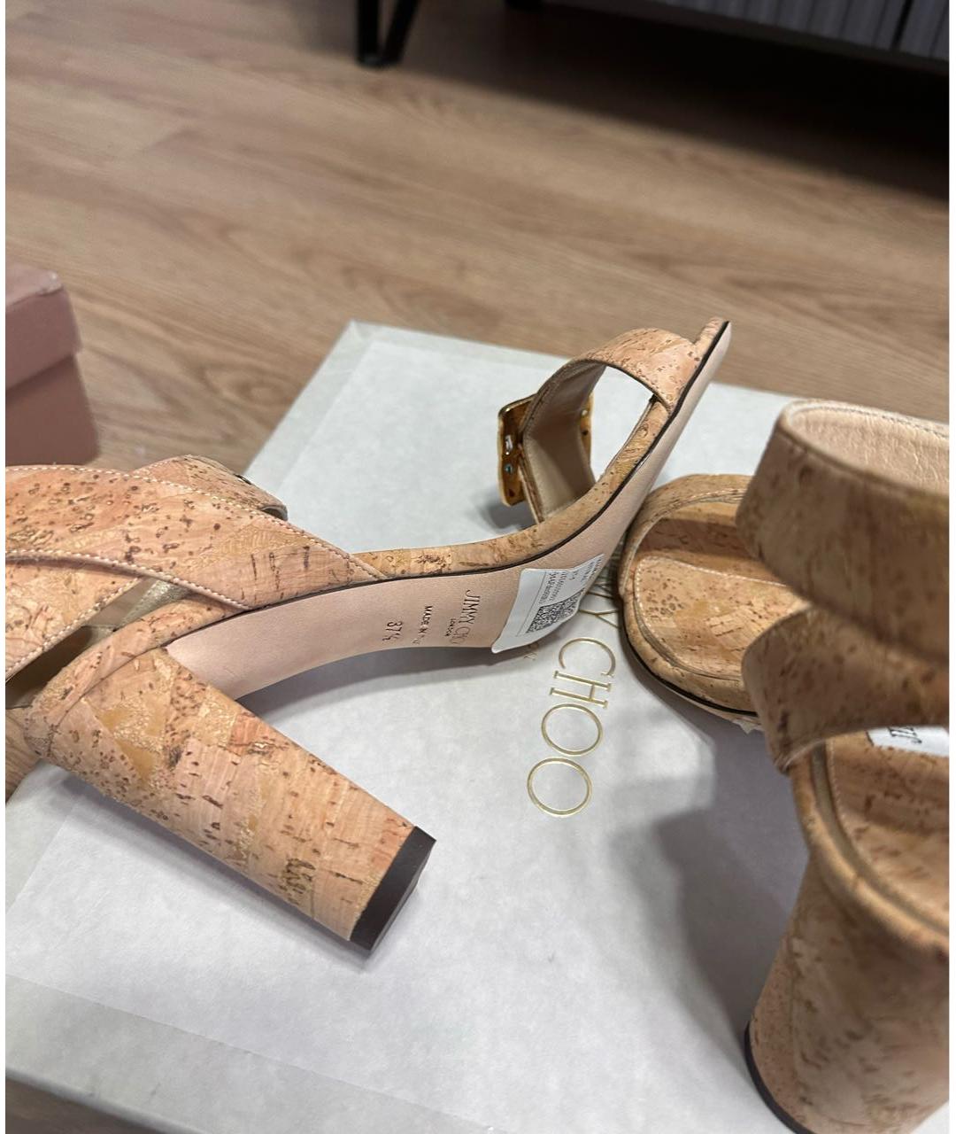 JIMMY CHOO Бежевые босоножки, фото 7