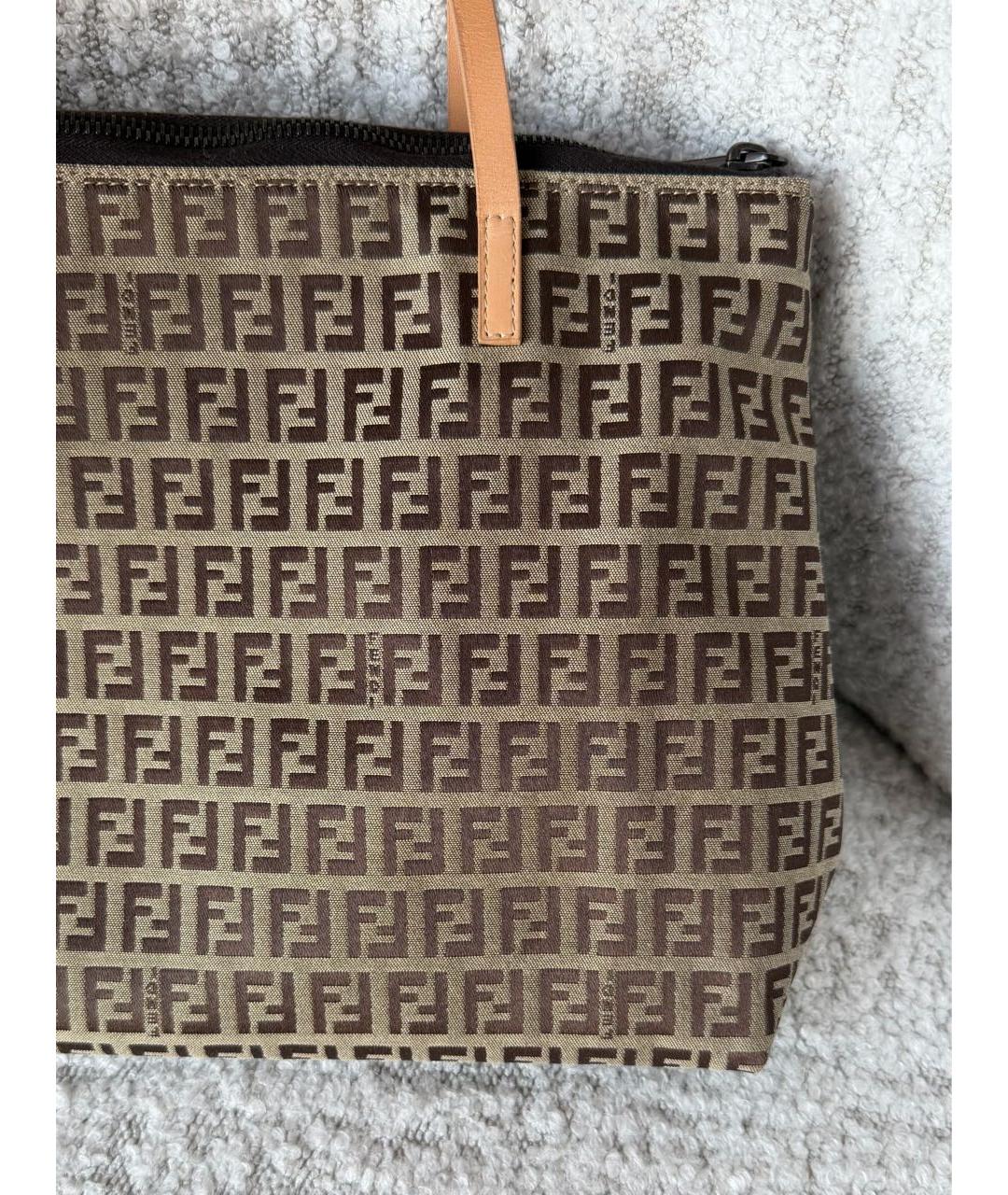 FENDI Бежевая тканевая сумка тоут, фото 6