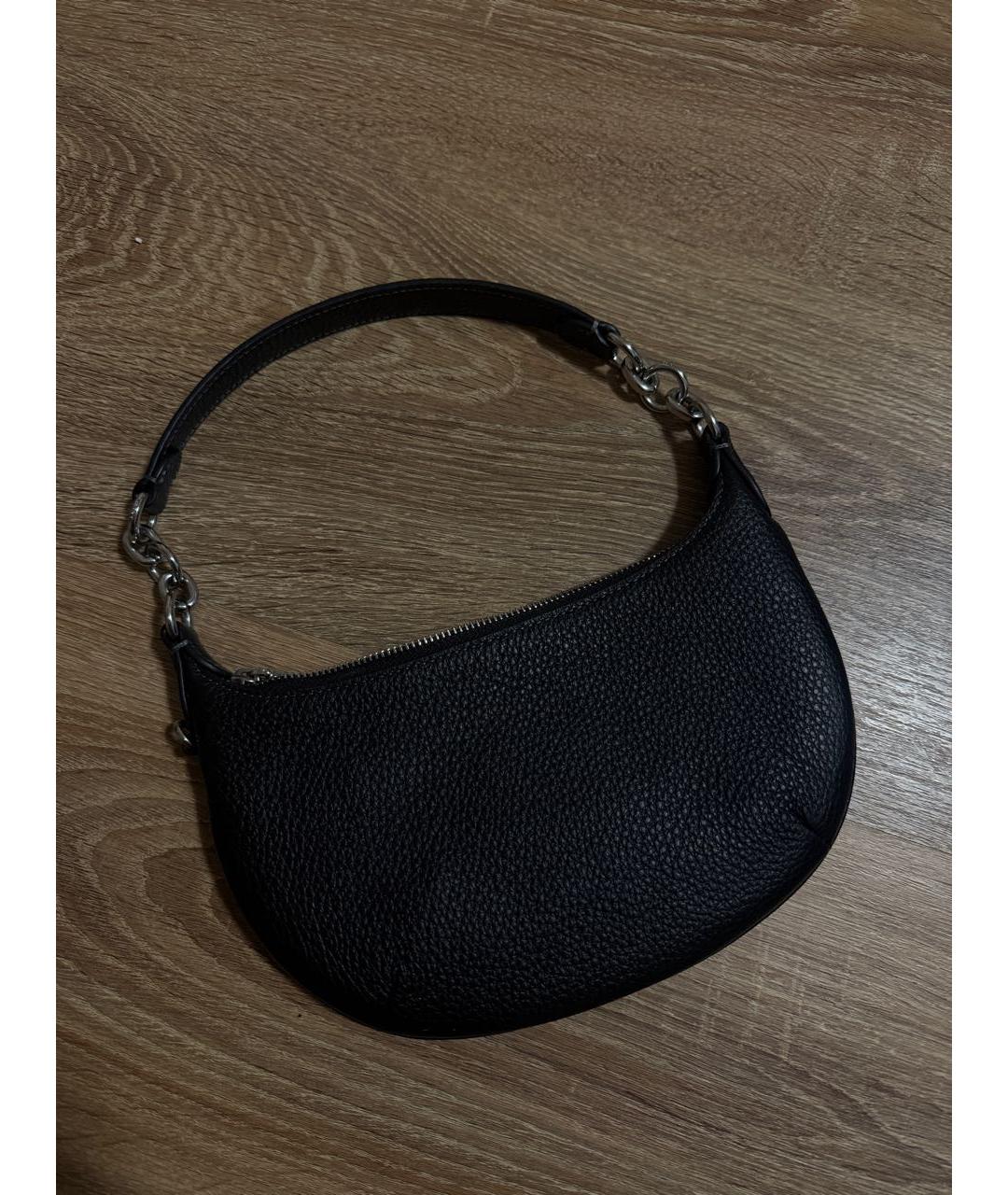 COACH Черная кожаная сумка с короткими ручками, фото 2