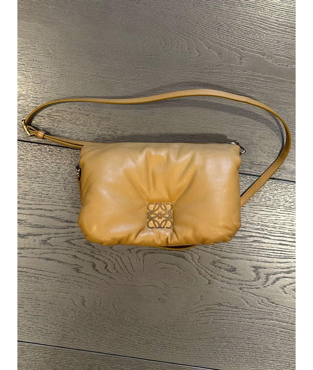 LOEWE Горчичная кожаная сумка через плечо, фото 5