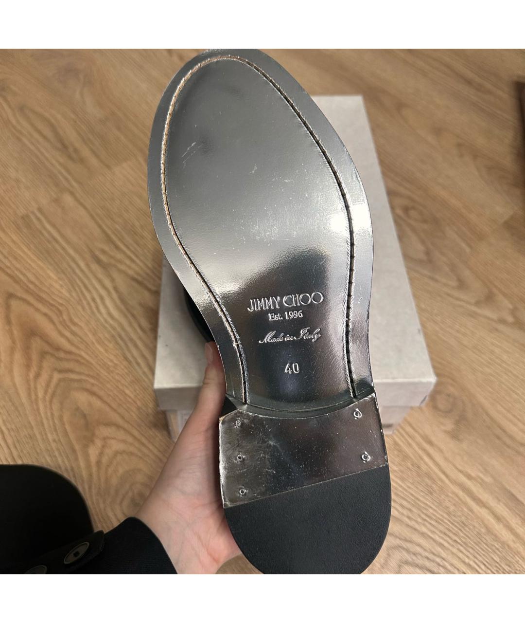 JIMMY CHOO Серебряные кожаные туфли, фото 5