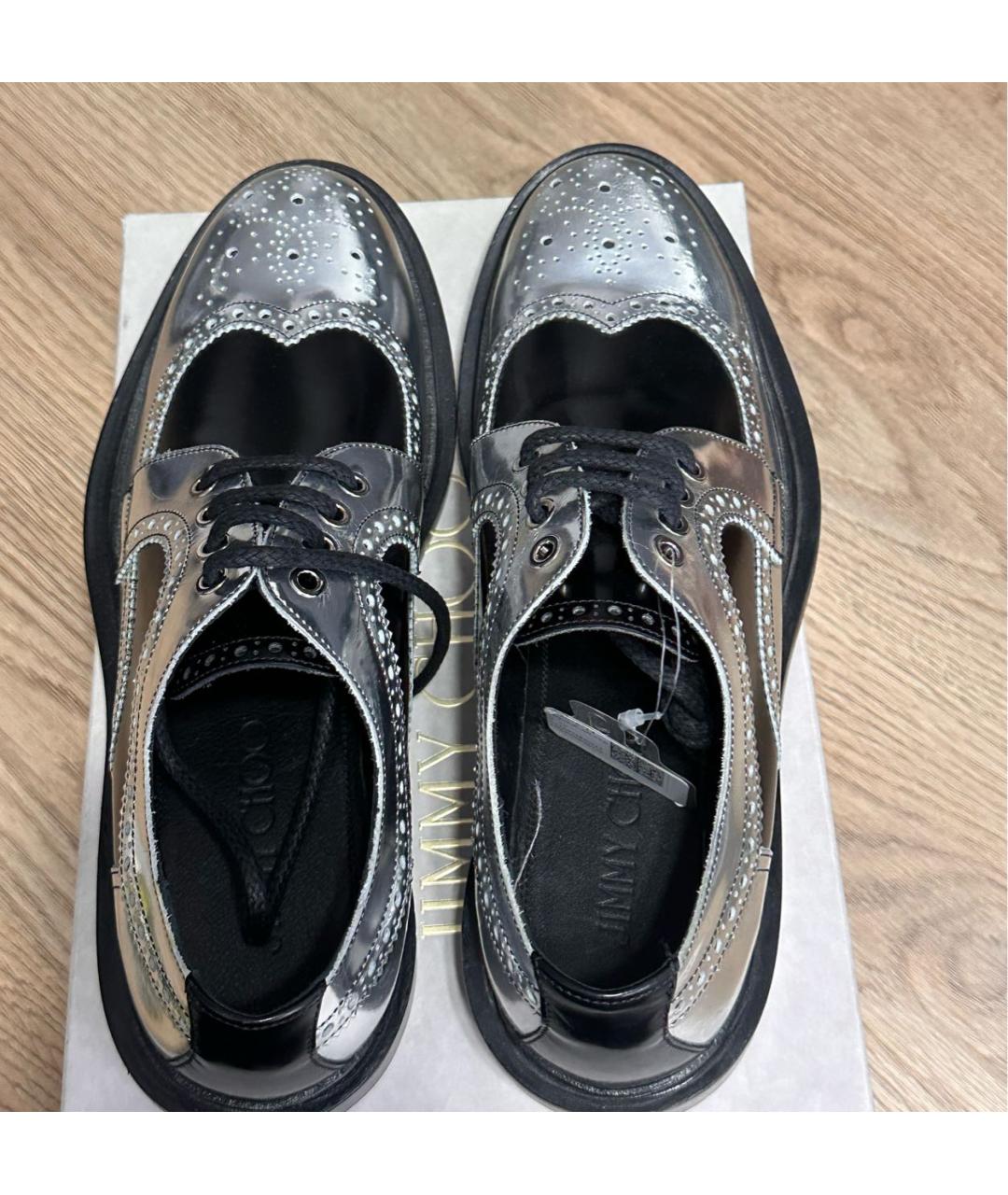 JIMMY CHOO Серебряные кожаные туфли, фото 3