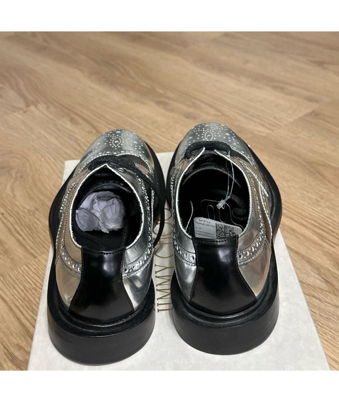 JIMMY CHOO Серебряные кожаные туфли, фото 4