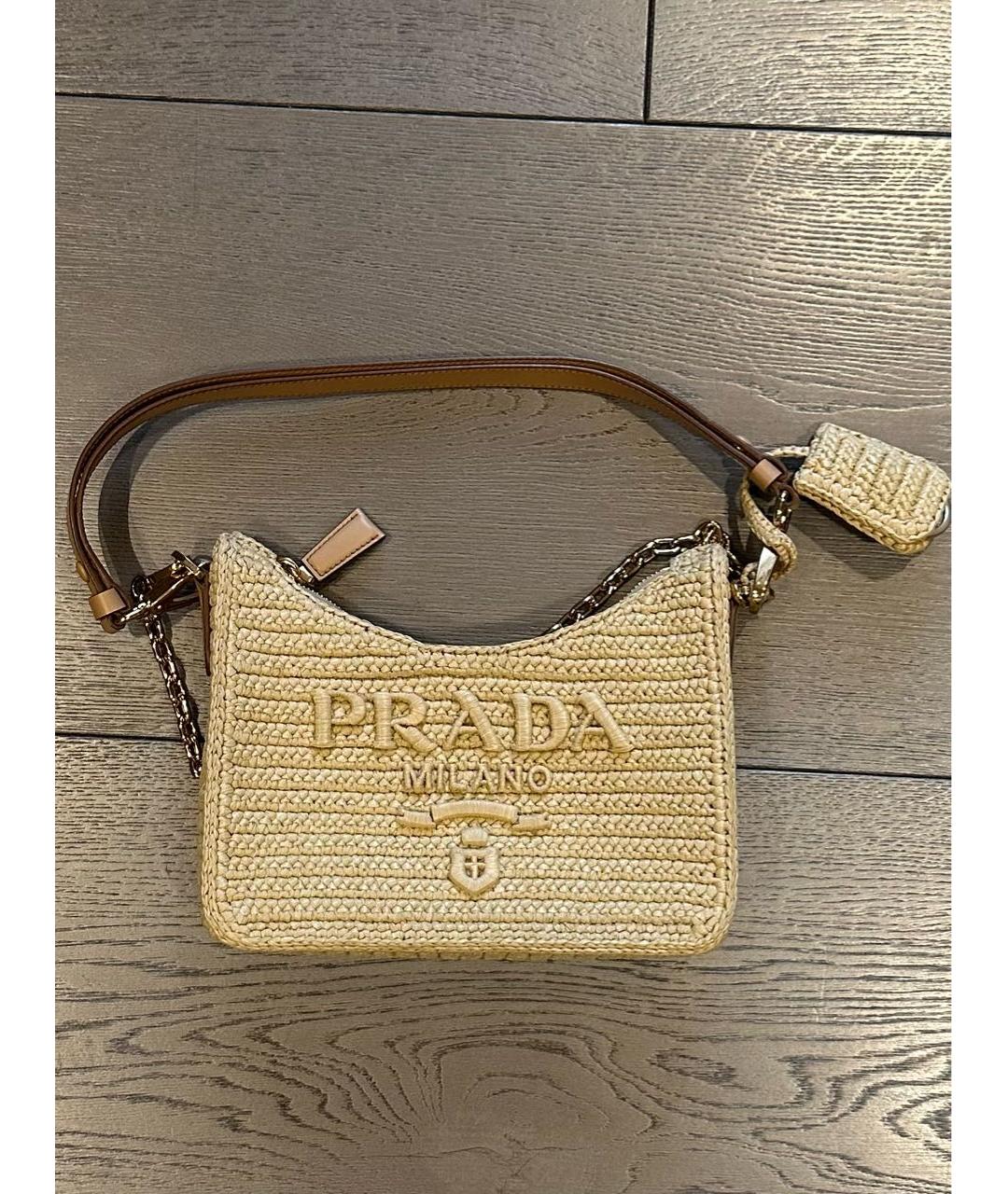 PRADA Бежевая пелетеная сумка через плечо, фото 3