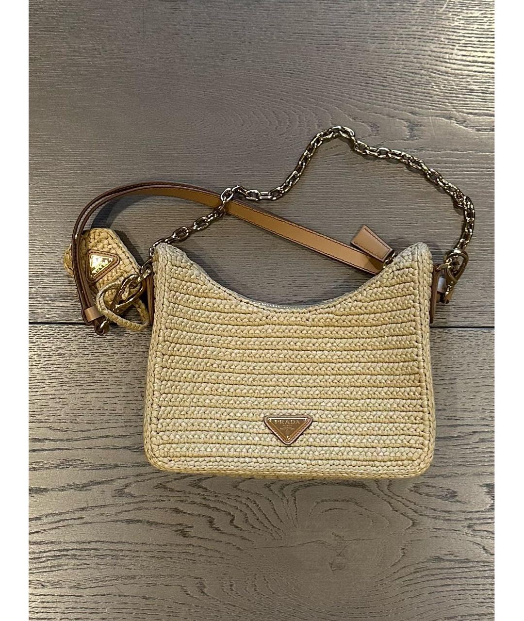 PRADA Бежевая пелетеная сумка через плечо, фото 2
