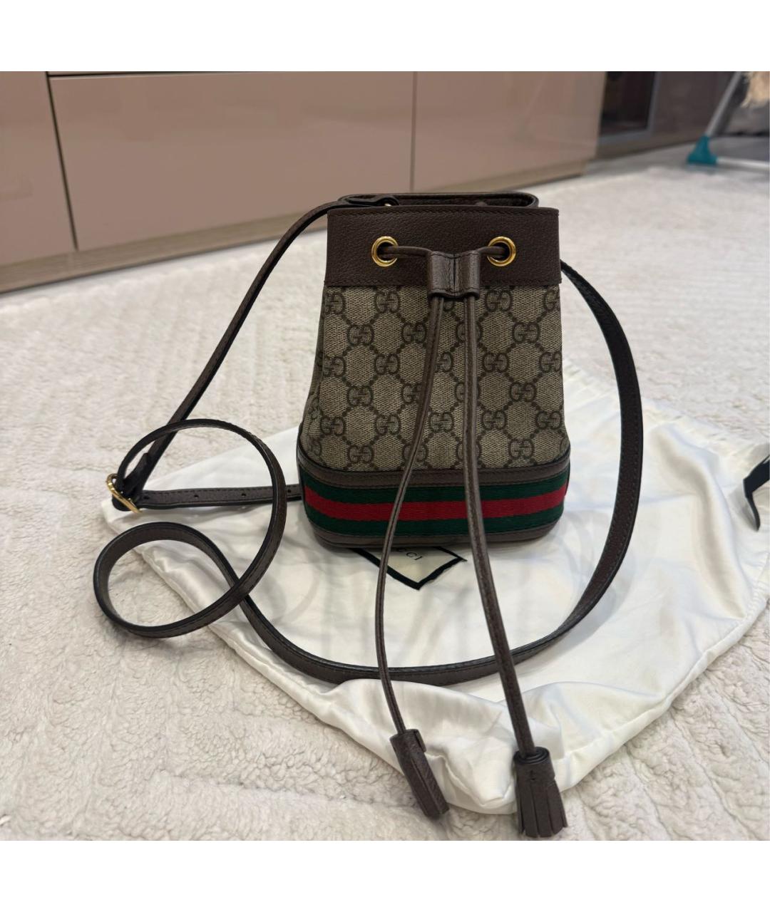 GUCCI Коричневая тканевая сумка через плечо, фото 6