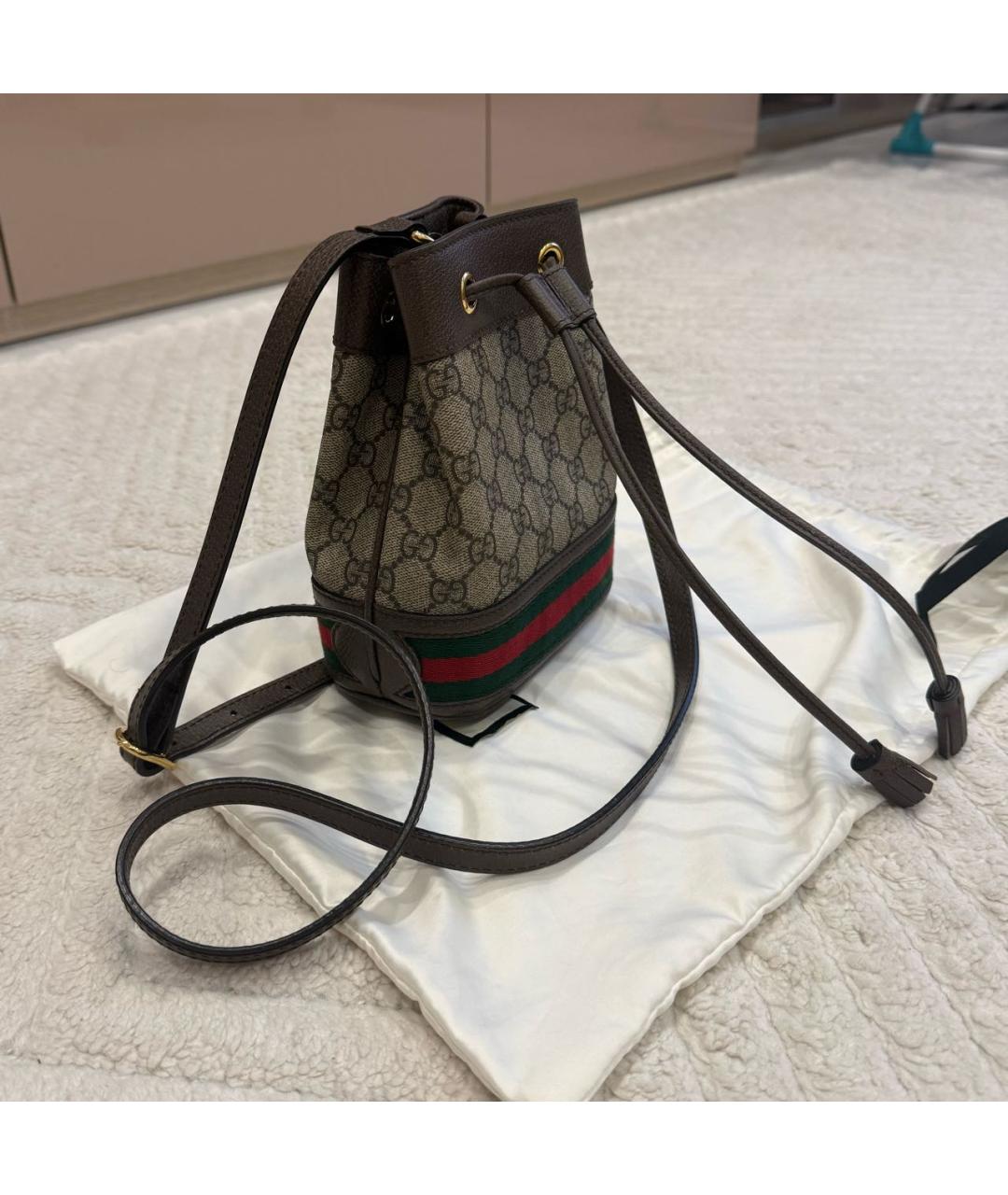 GUCCI Коричневая тканевая сумка через плечо, фото 2