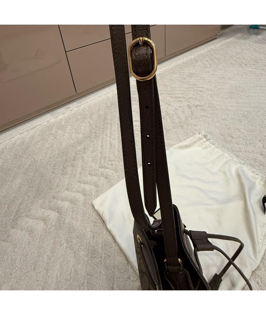 GUCCI Коричневая тканевая сумка через плечо, фото 5